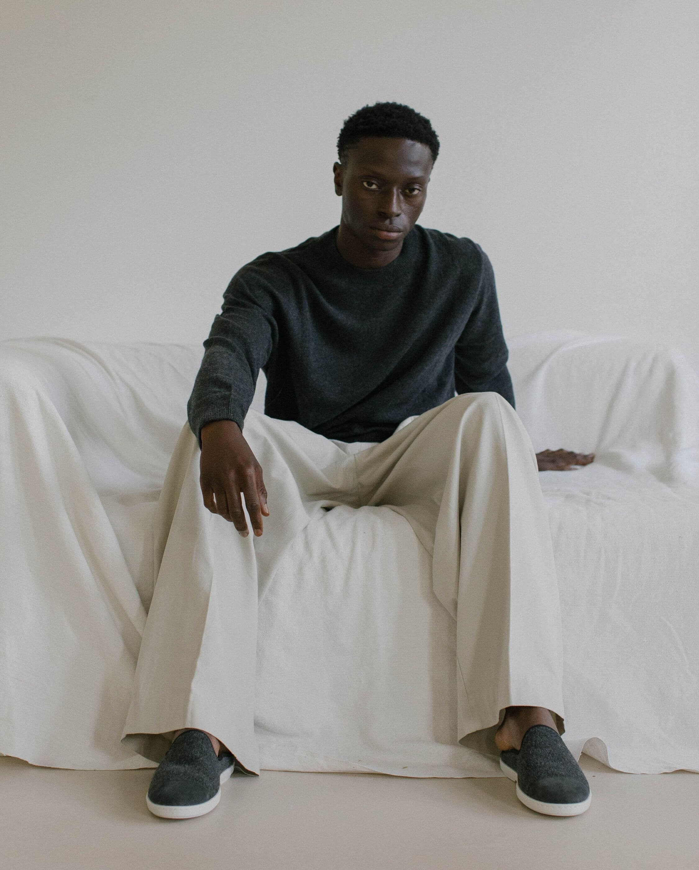 Mule homme laine, gris noir ANGARDE Gris