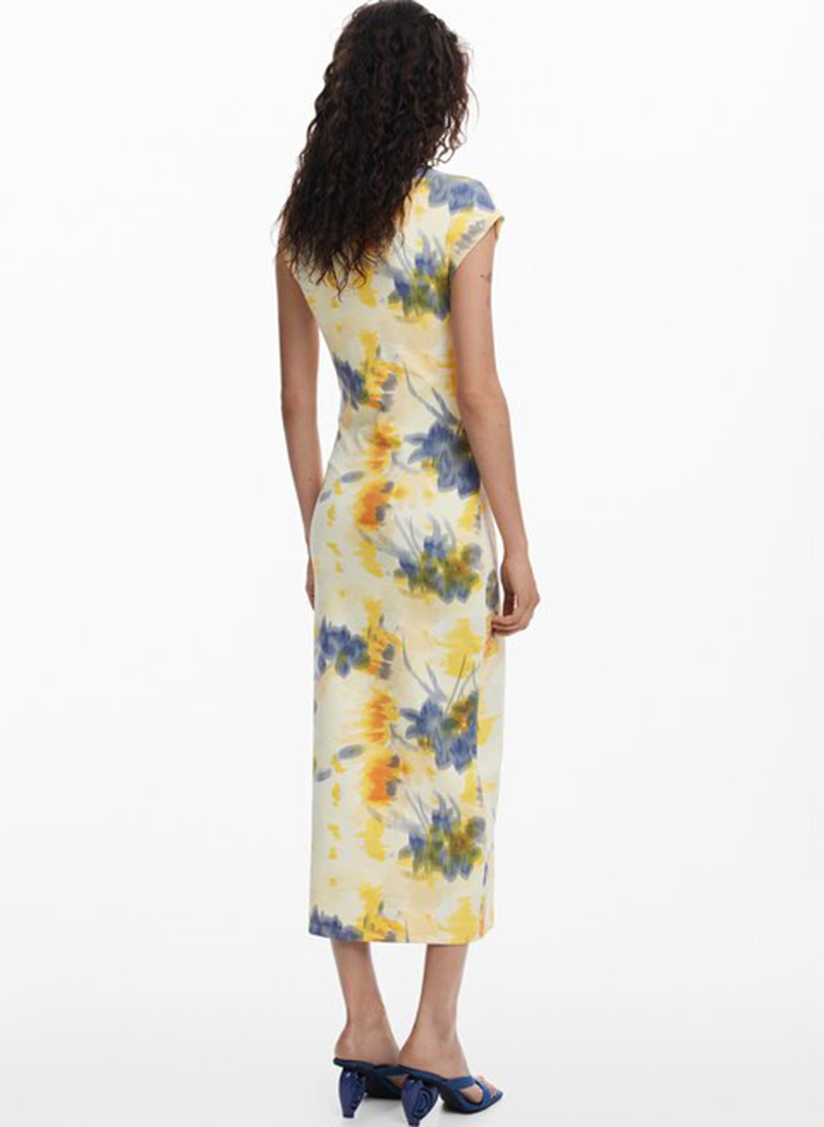 Printed midi tube dress Yellow Desigual Women Place des Tendances