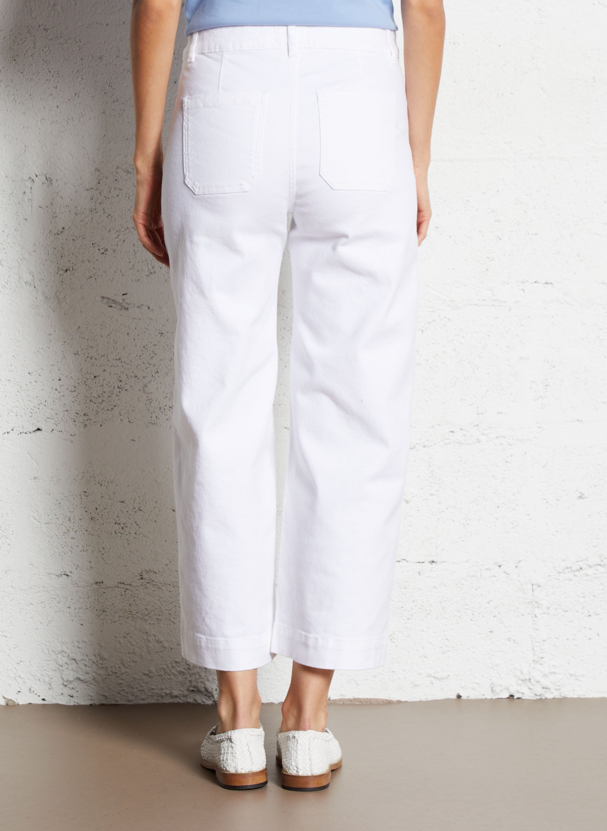 Jean cropped en denim de coton MAISON 123 Blanc