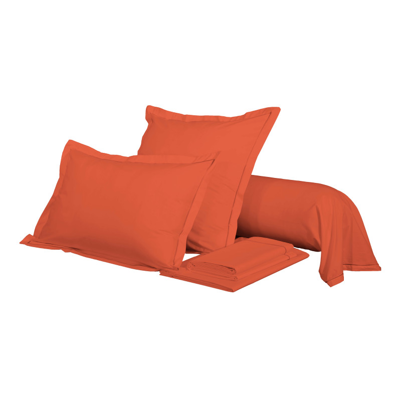 100% Pure Cotton Bolster Pillowcase COTON PUR Red