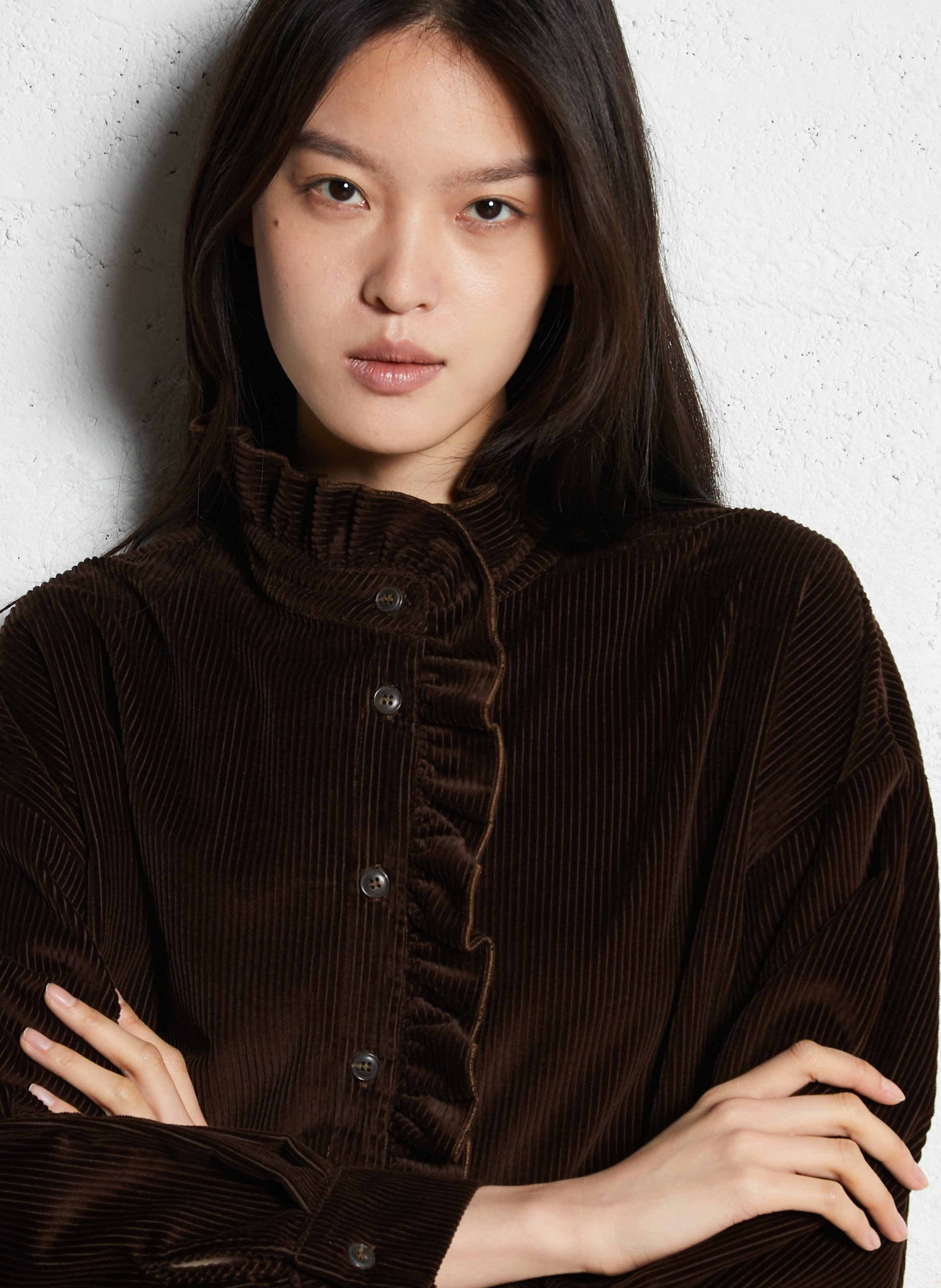 Katoenen oversized blouse SUZIE WINKLE Bruin