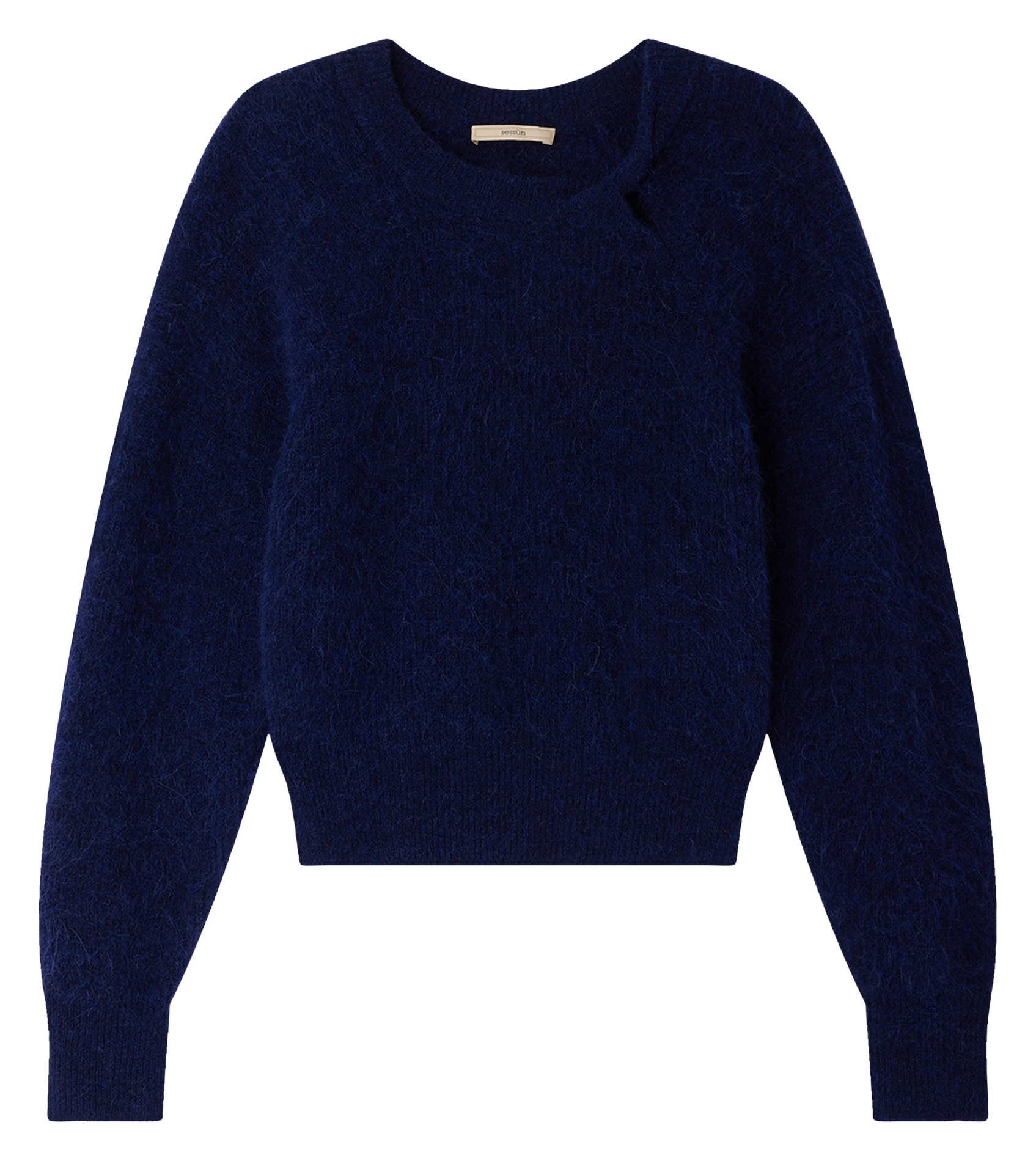 Short sweater with twisted plain collar SESSUN Blue