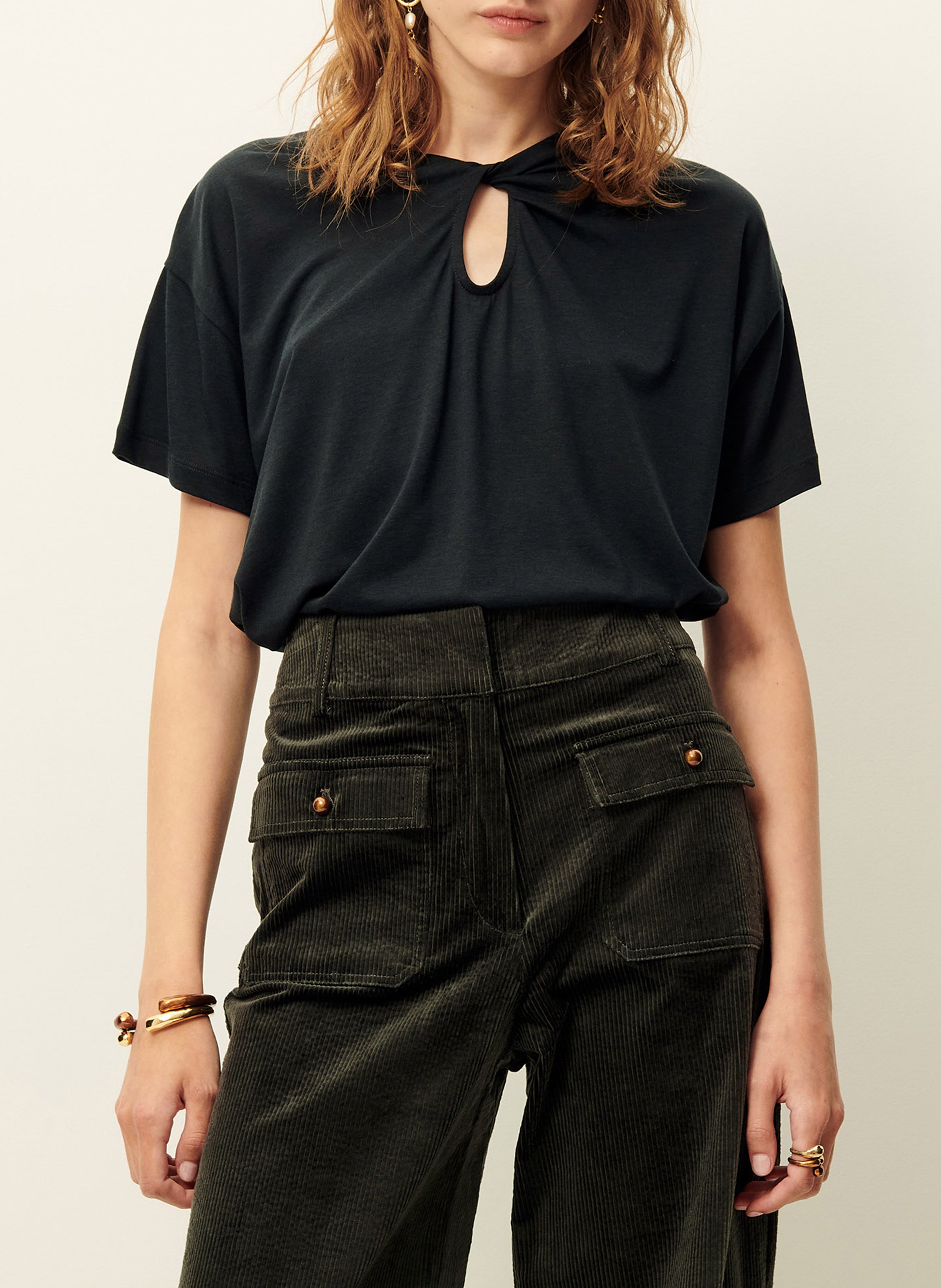 Tee-shirt manches courtes twisté SESSUN Noir