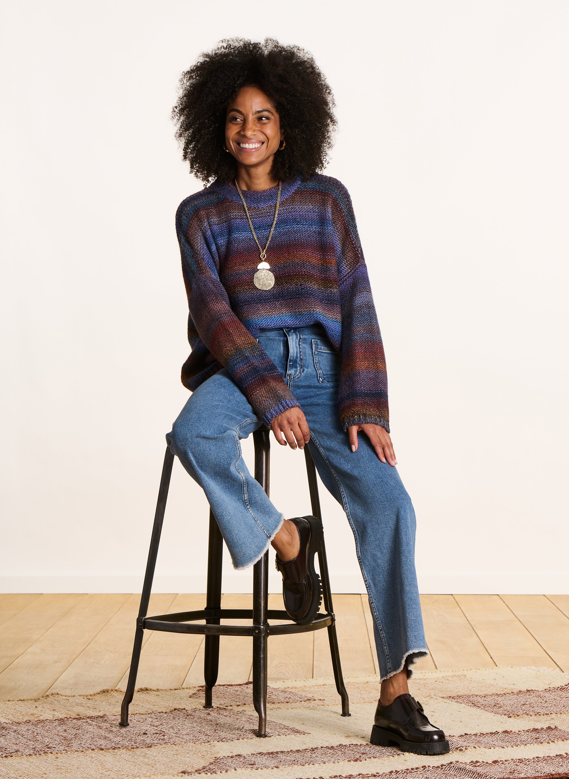 Cia oversized wool-mix sweater LA FEE MARABOUTEE Blue