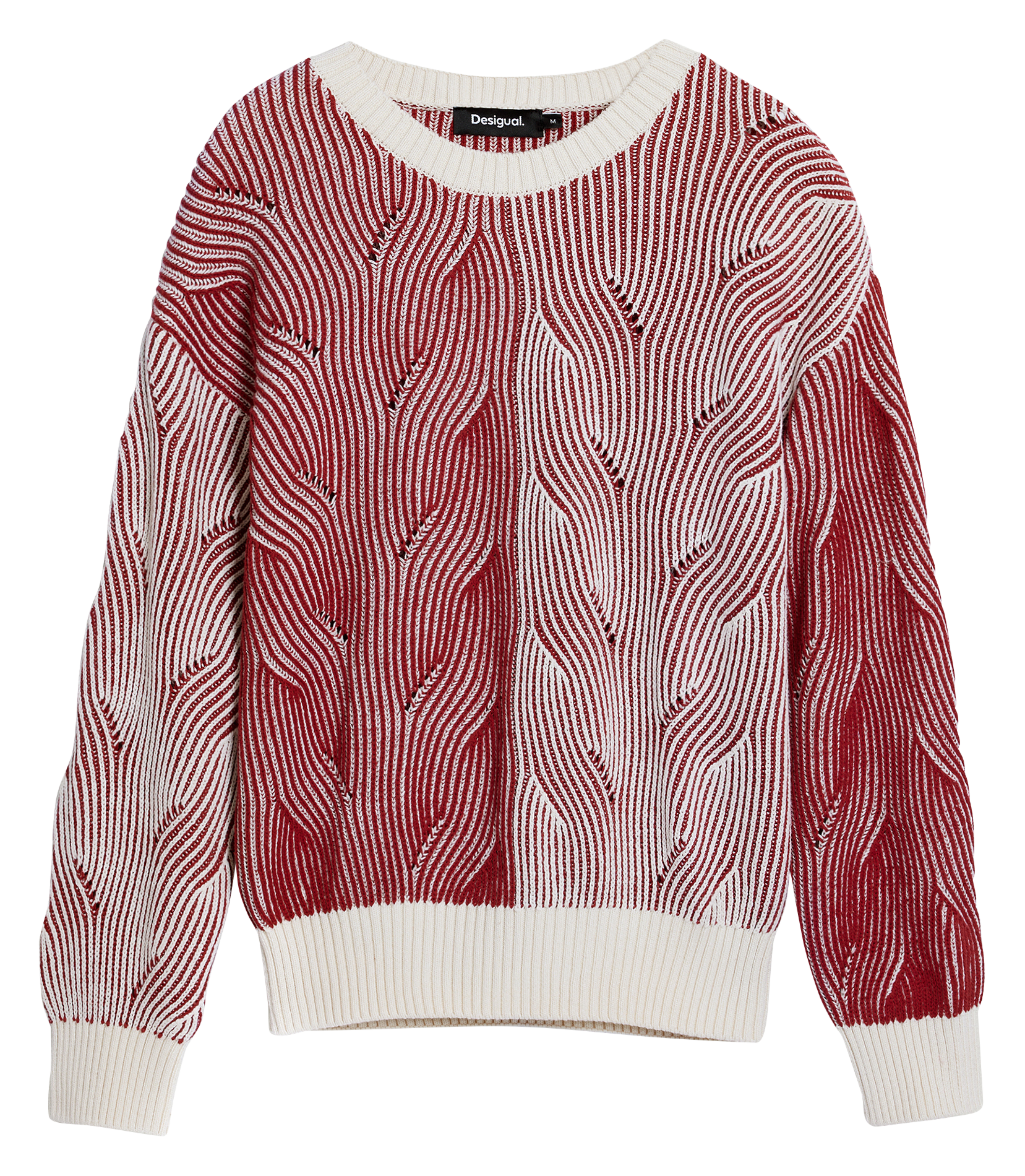 Jersey de cuello redondo con estampado en relieve bicolor. DESIGUAL Rojo