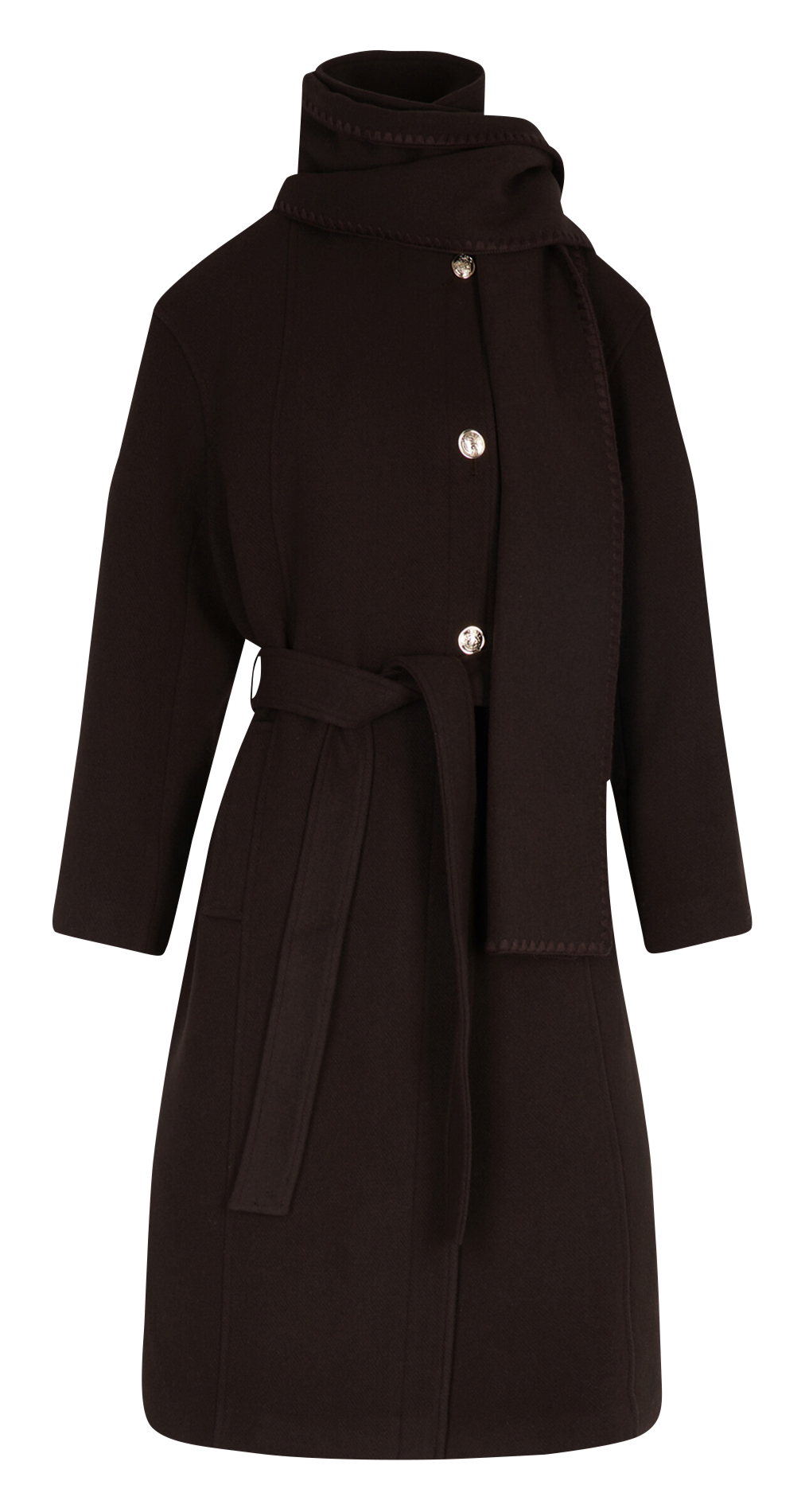 High collar coat MORGAN Brown