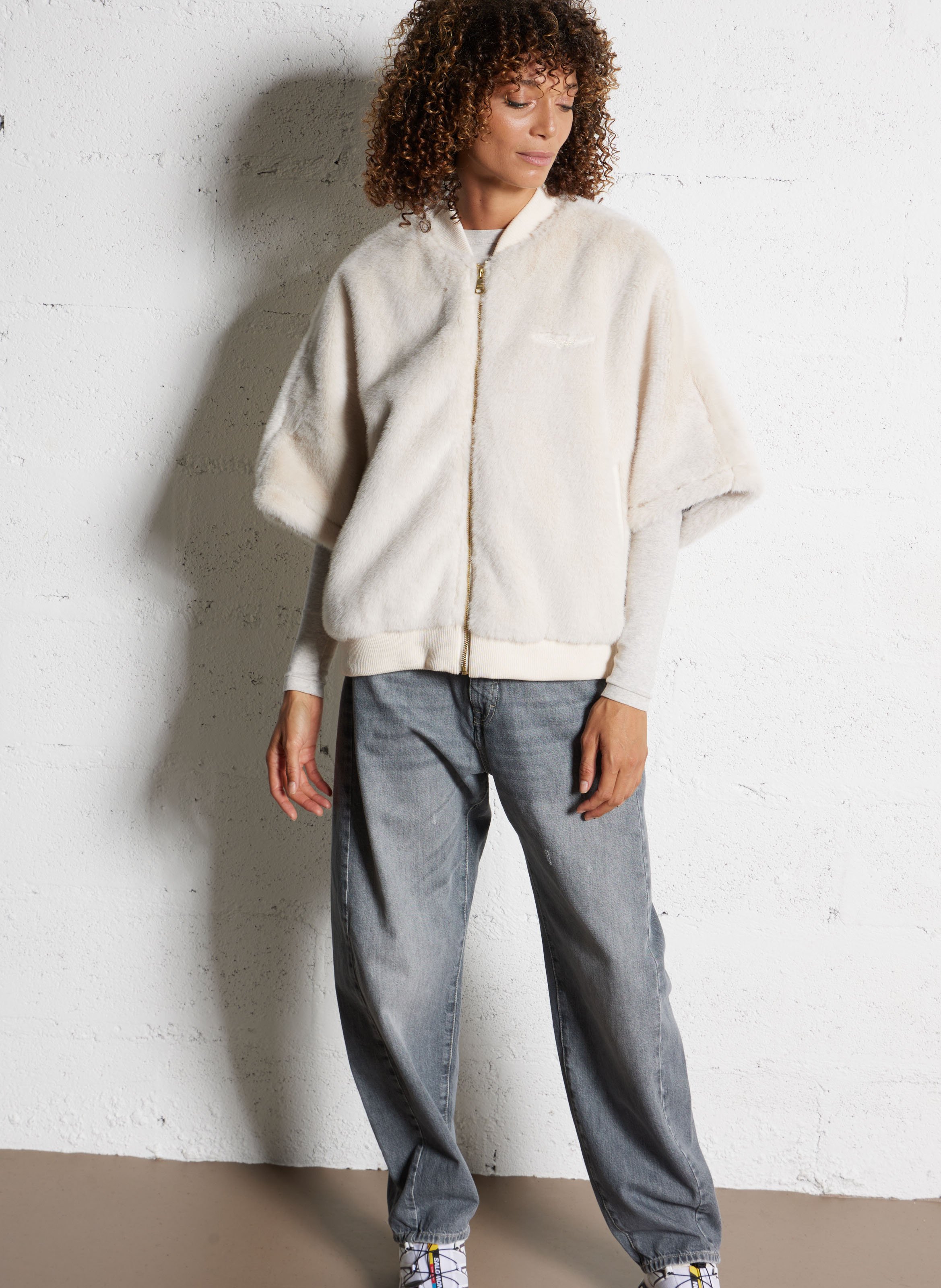 Veste ample col teddy  BOMBERS ORIGINAL Beige