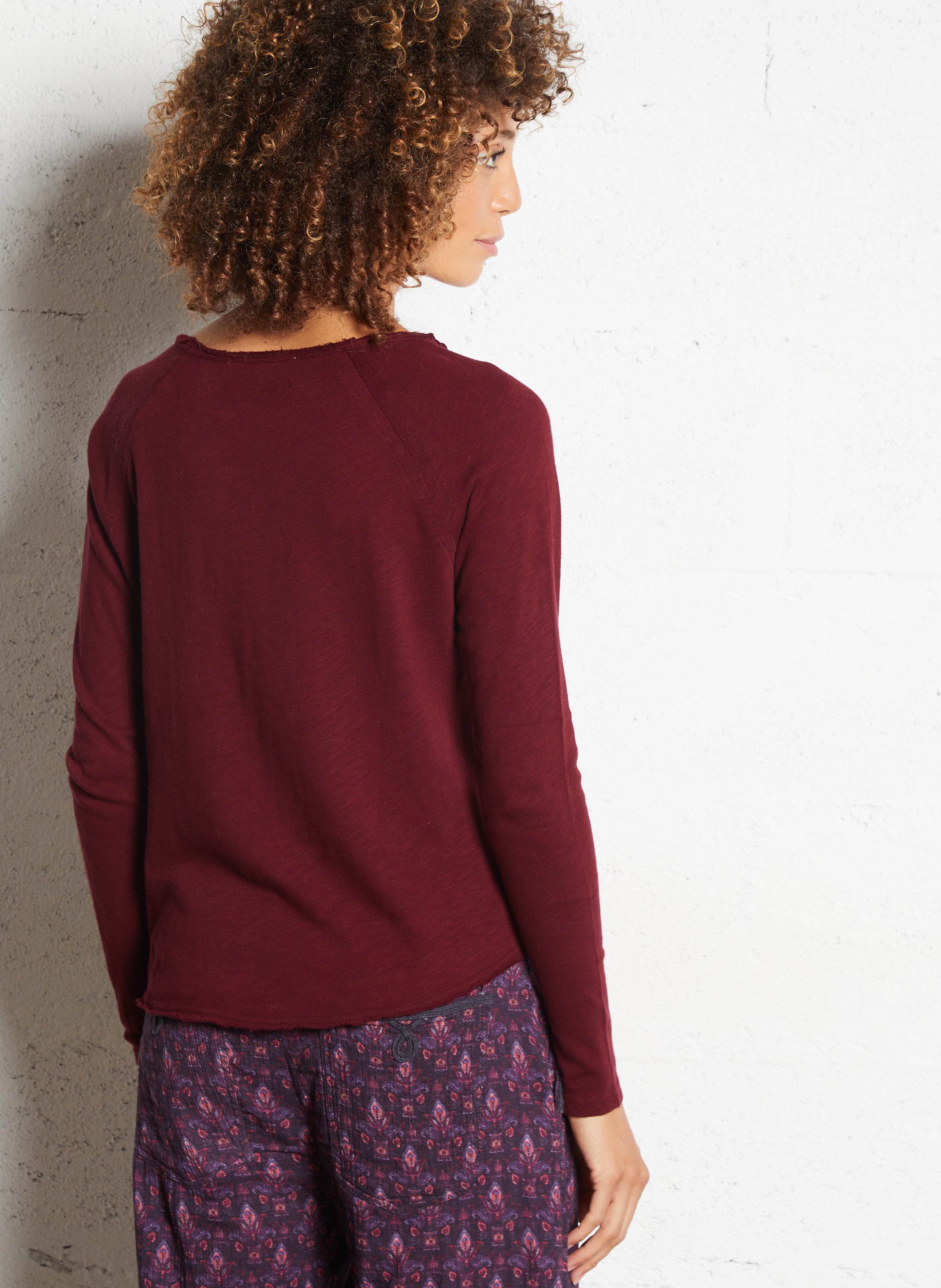 Tee-shirt droit col rond en coton AMERICAN VINTAGE Rouge