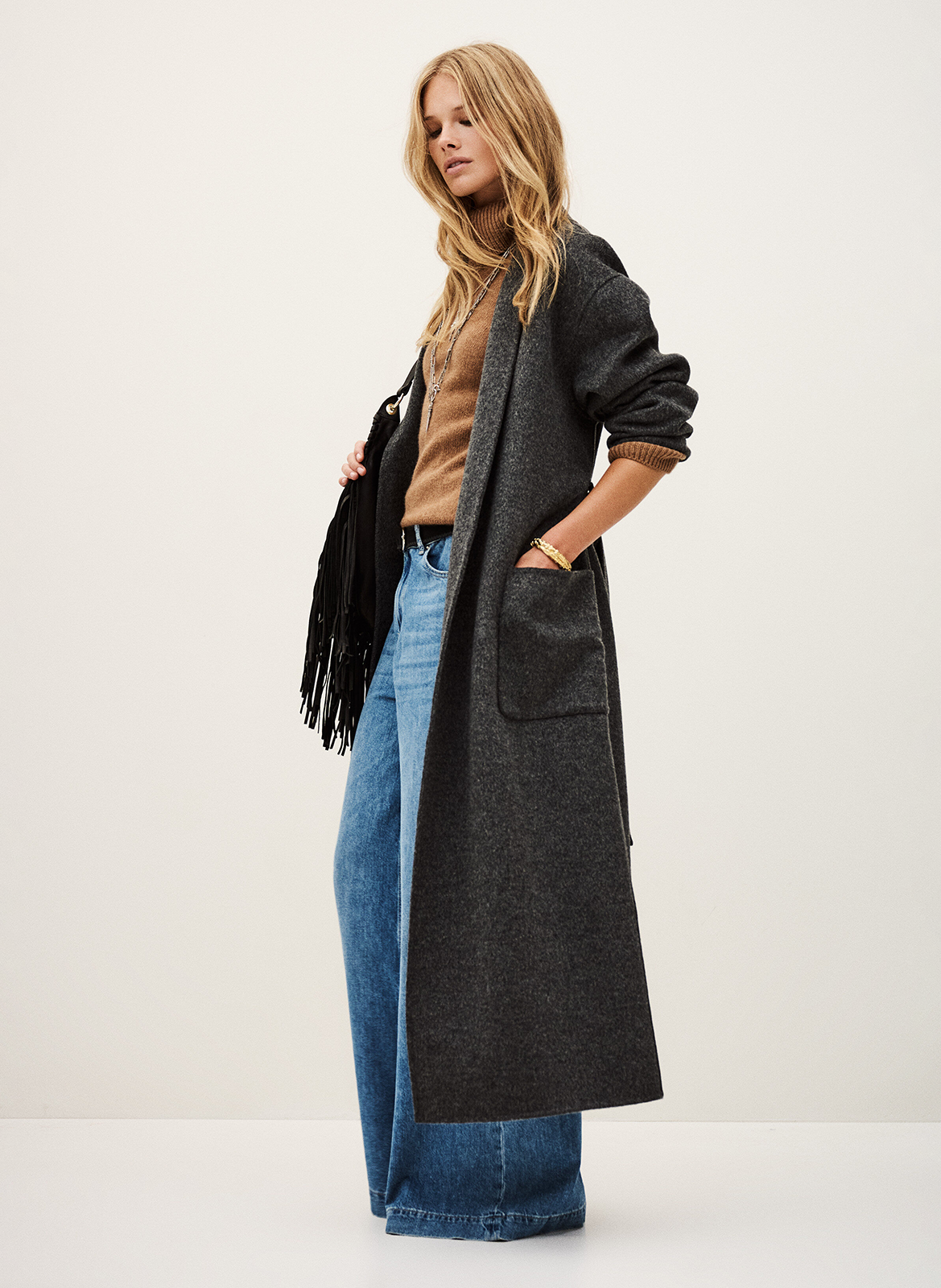 Long wool blend v-neck coat BA&SH