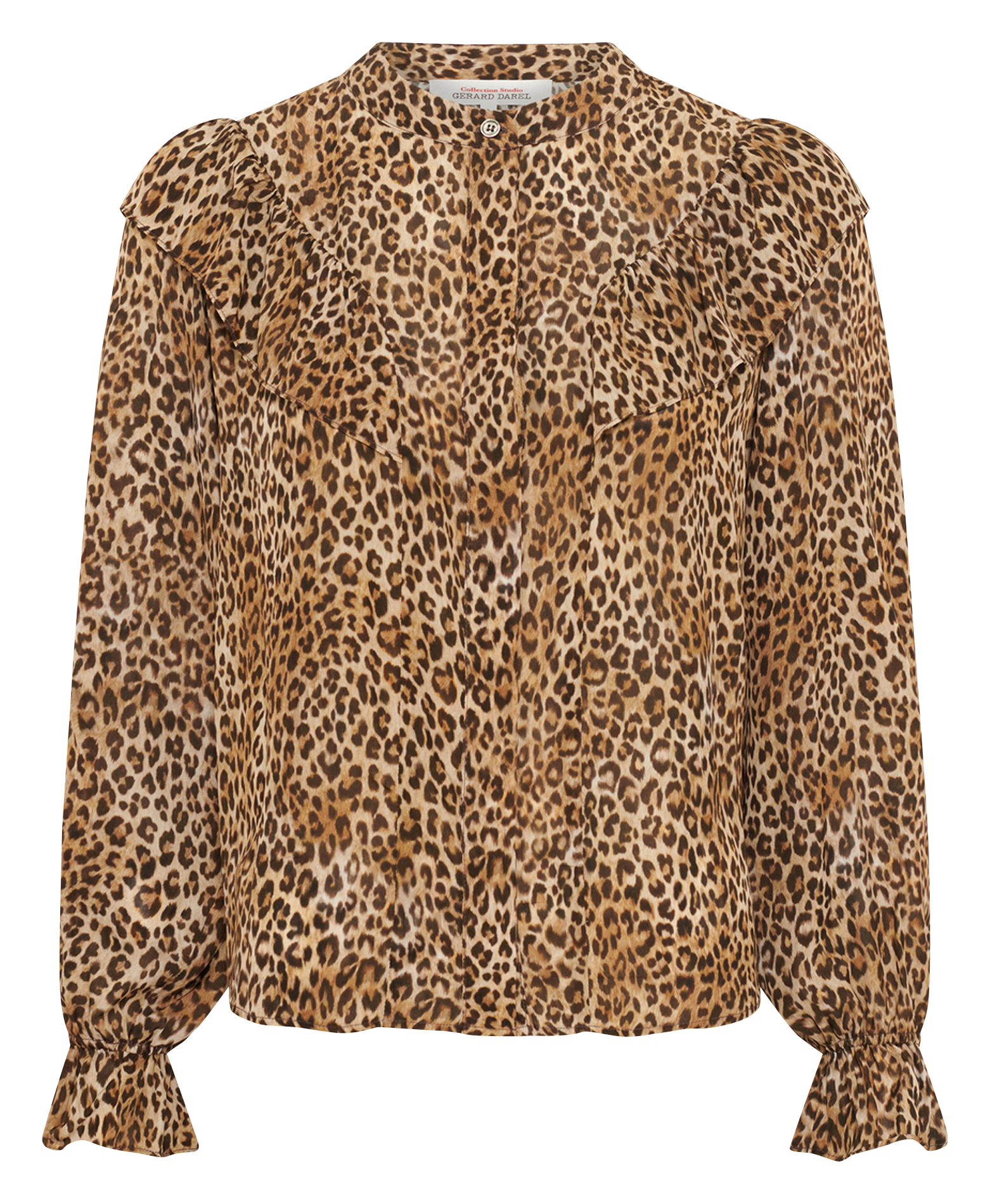 Ruffled leopard print blouse GERARD DAREL Brown