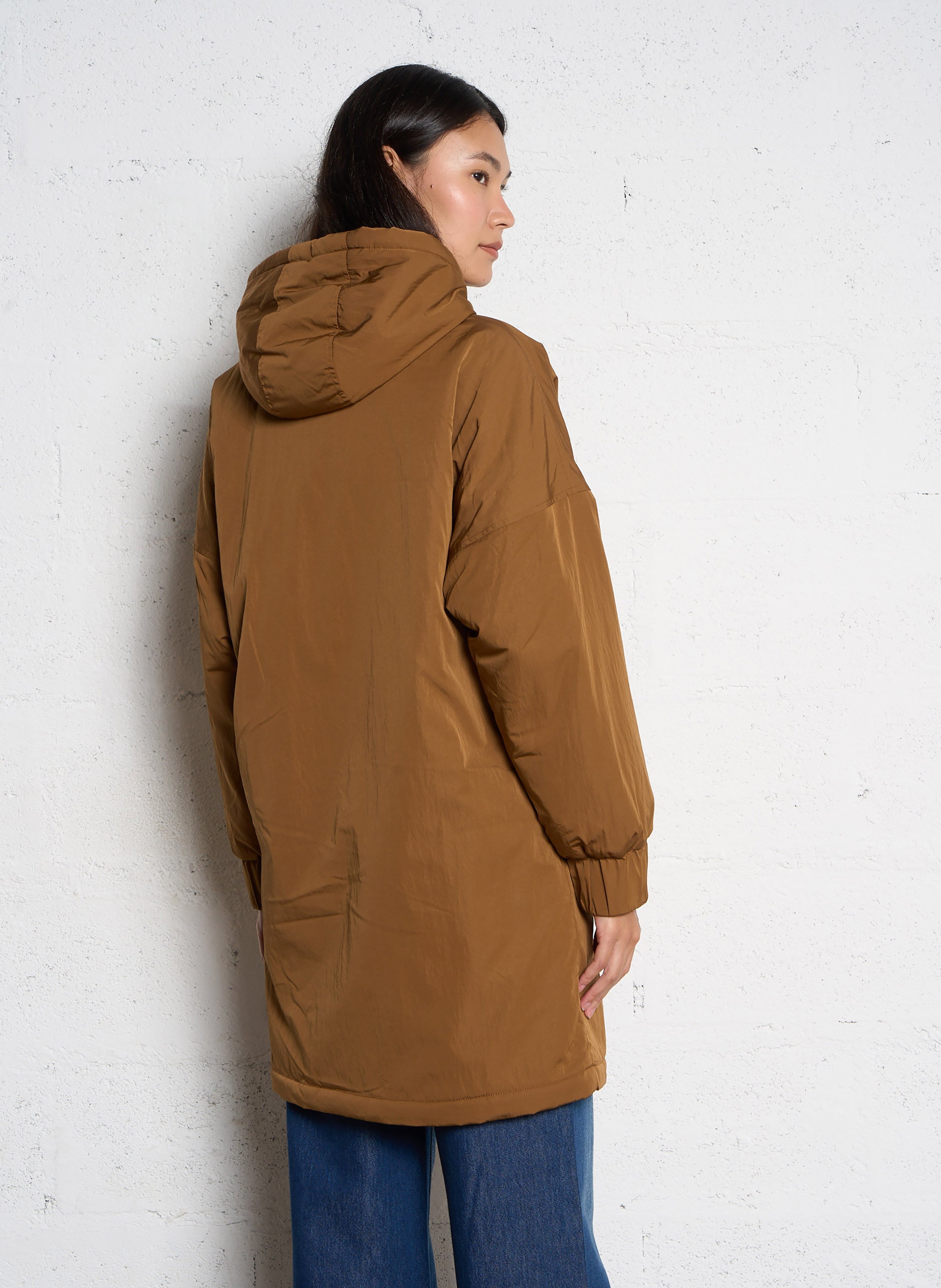 Round neck parka I CODE Brown