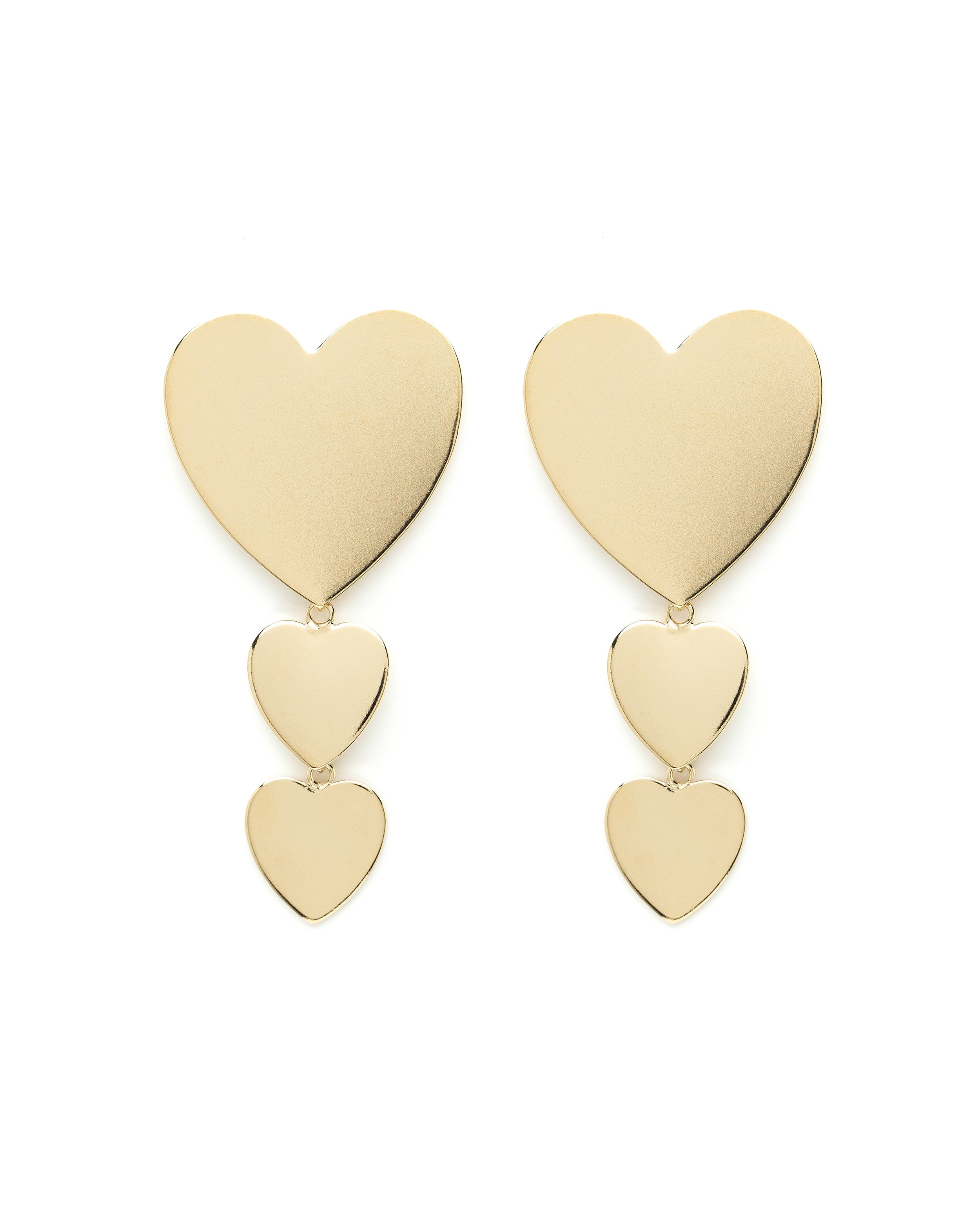 Silver-plated heart dangle stud earrings MONSIEUR SIMONE