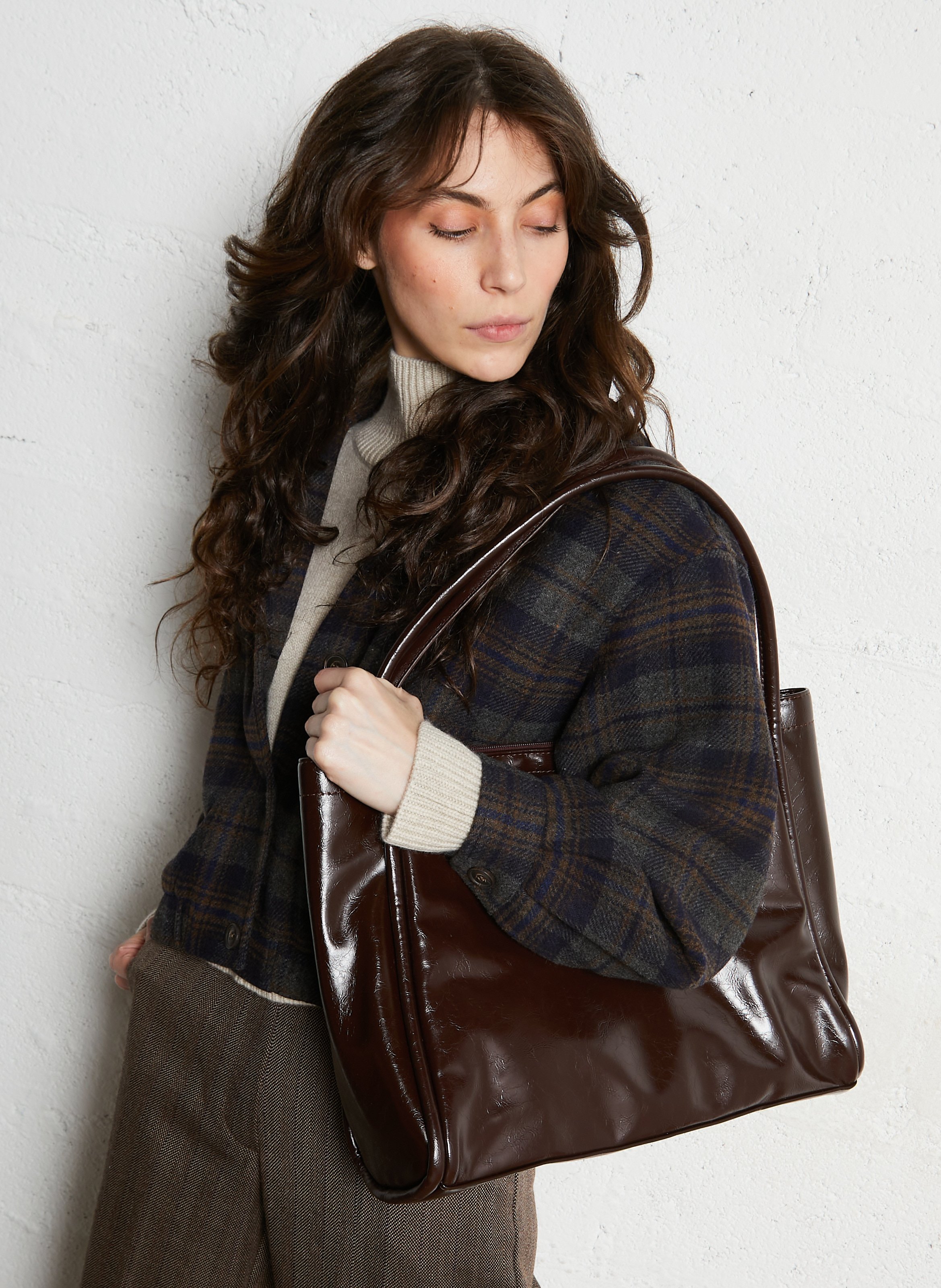 Shopper tas met lederen effect AU PRINTEMPS PARIS Bruin