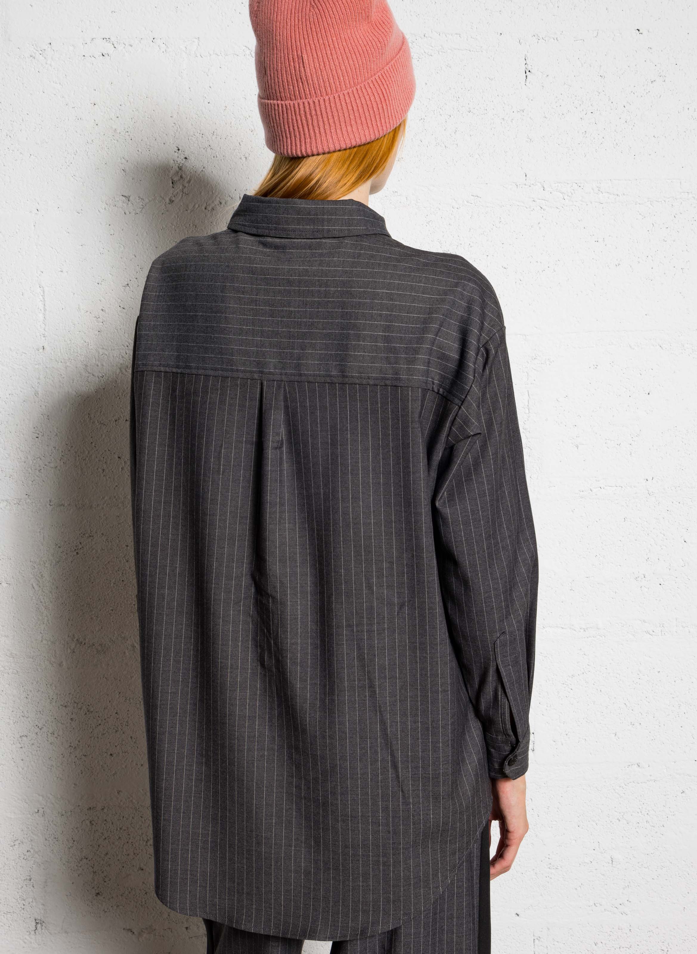 Straight striped shirt with classic collar LE TEMPS DES CERISES Black