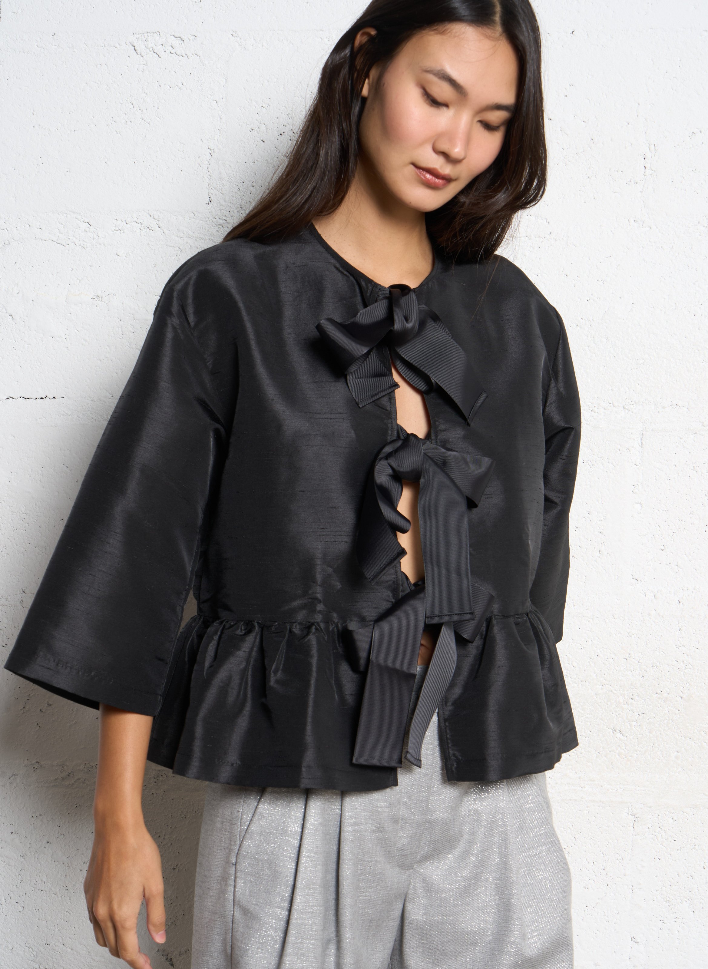 Top péplum volumineux STELLA NOVA Noir