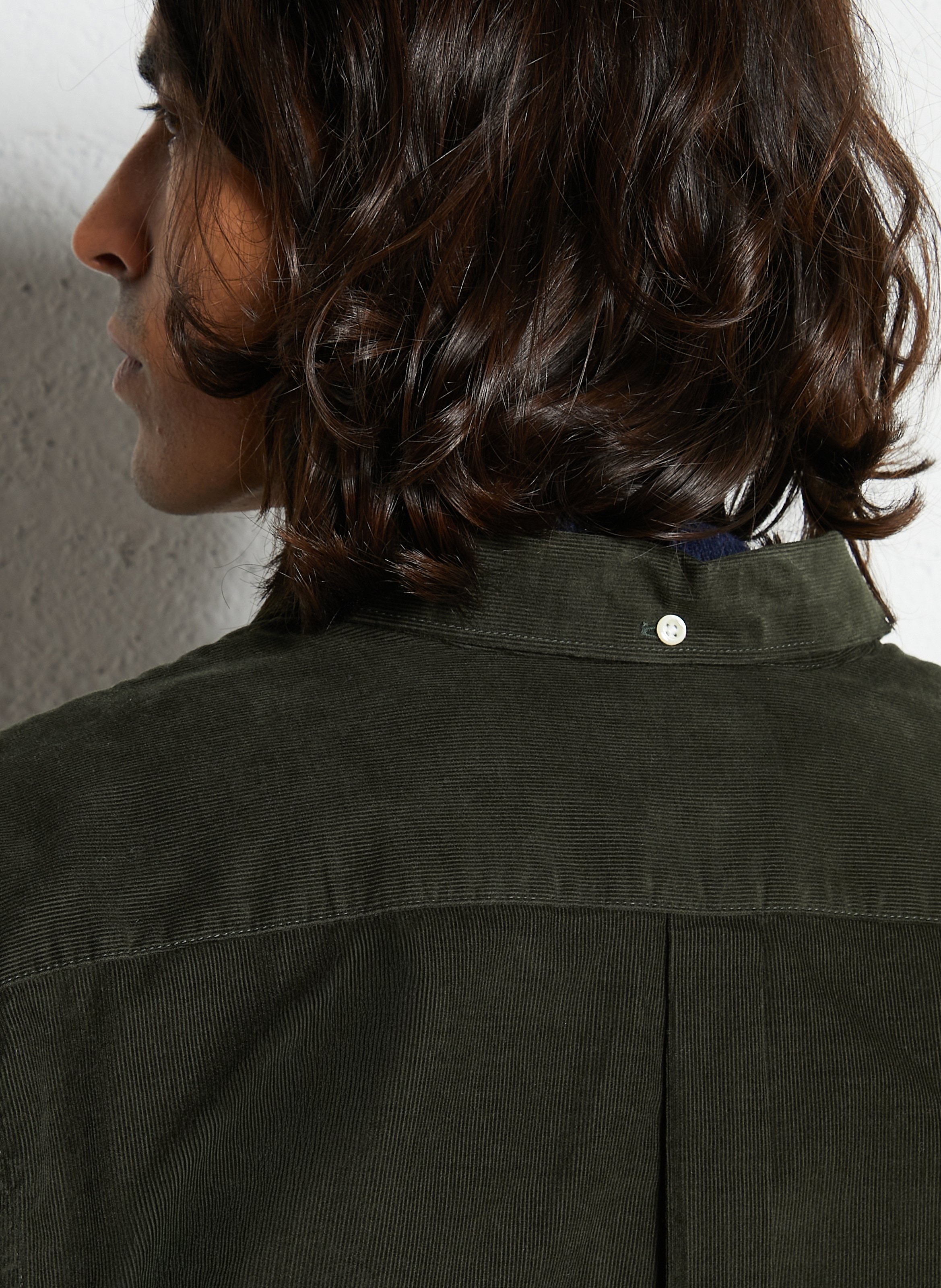 Rechte blouse met lange mouwen van fluweel BARBOUR Groen