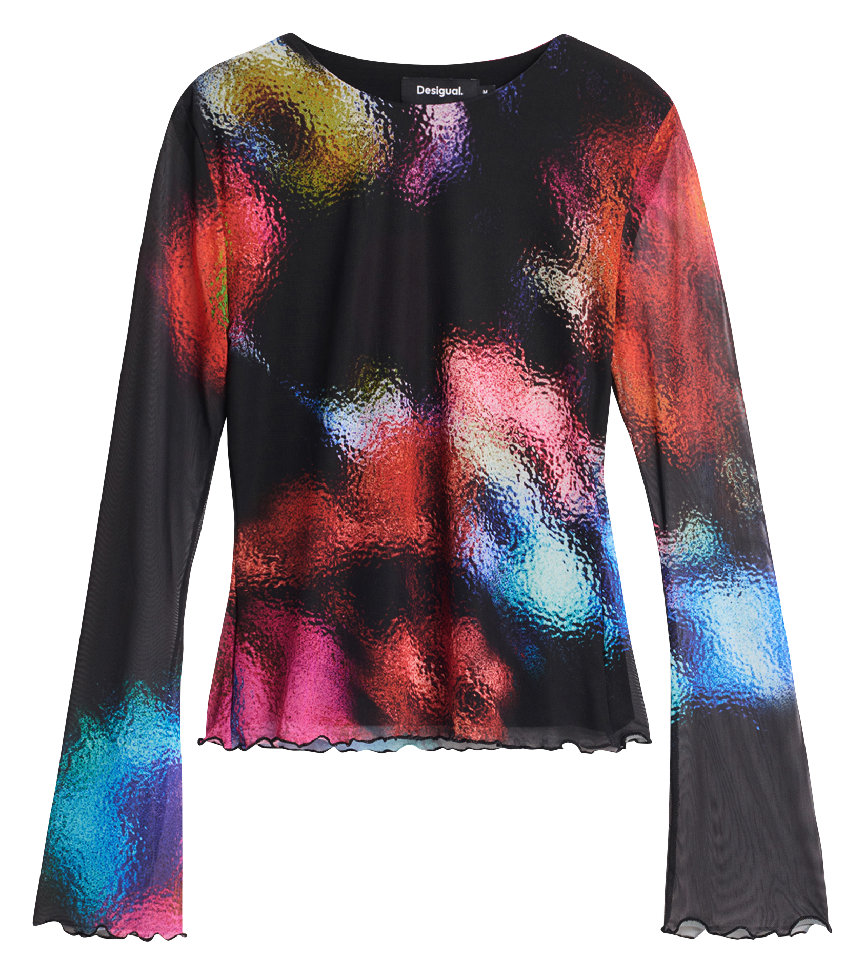 Top stampato a maniche a sbuffo DESIGUAL Nero