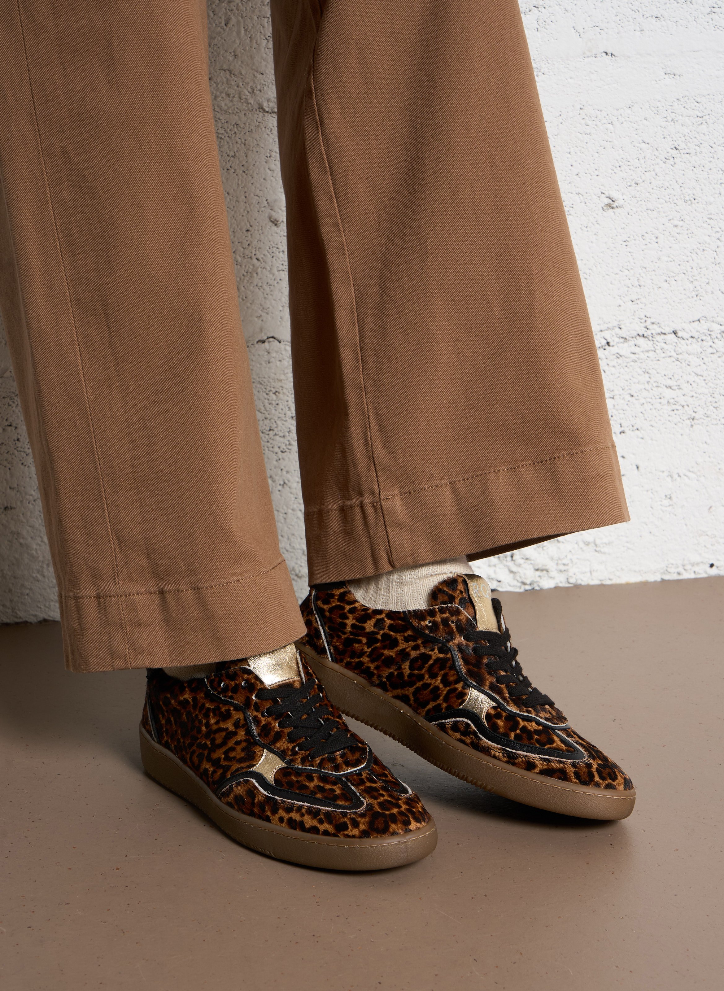 Lage sneakers van bedrukt pony leder REQINS Bruin