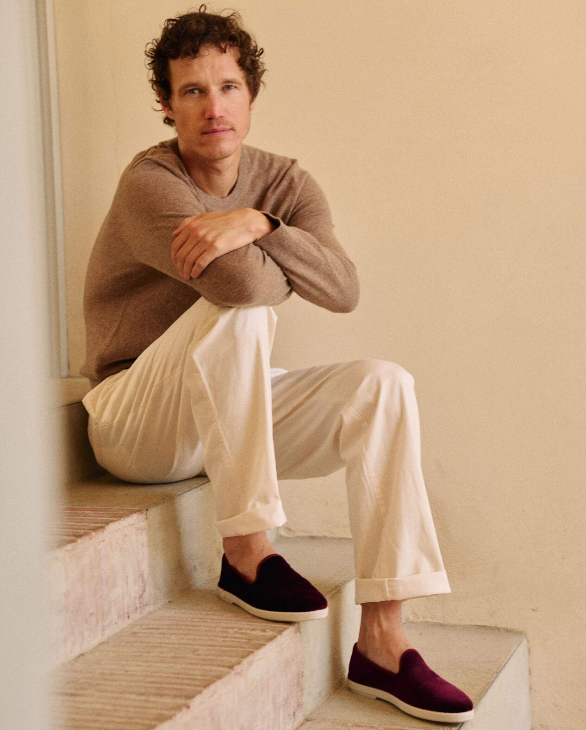 Chausson homme velours, bordeaux ANGARDE Rouge