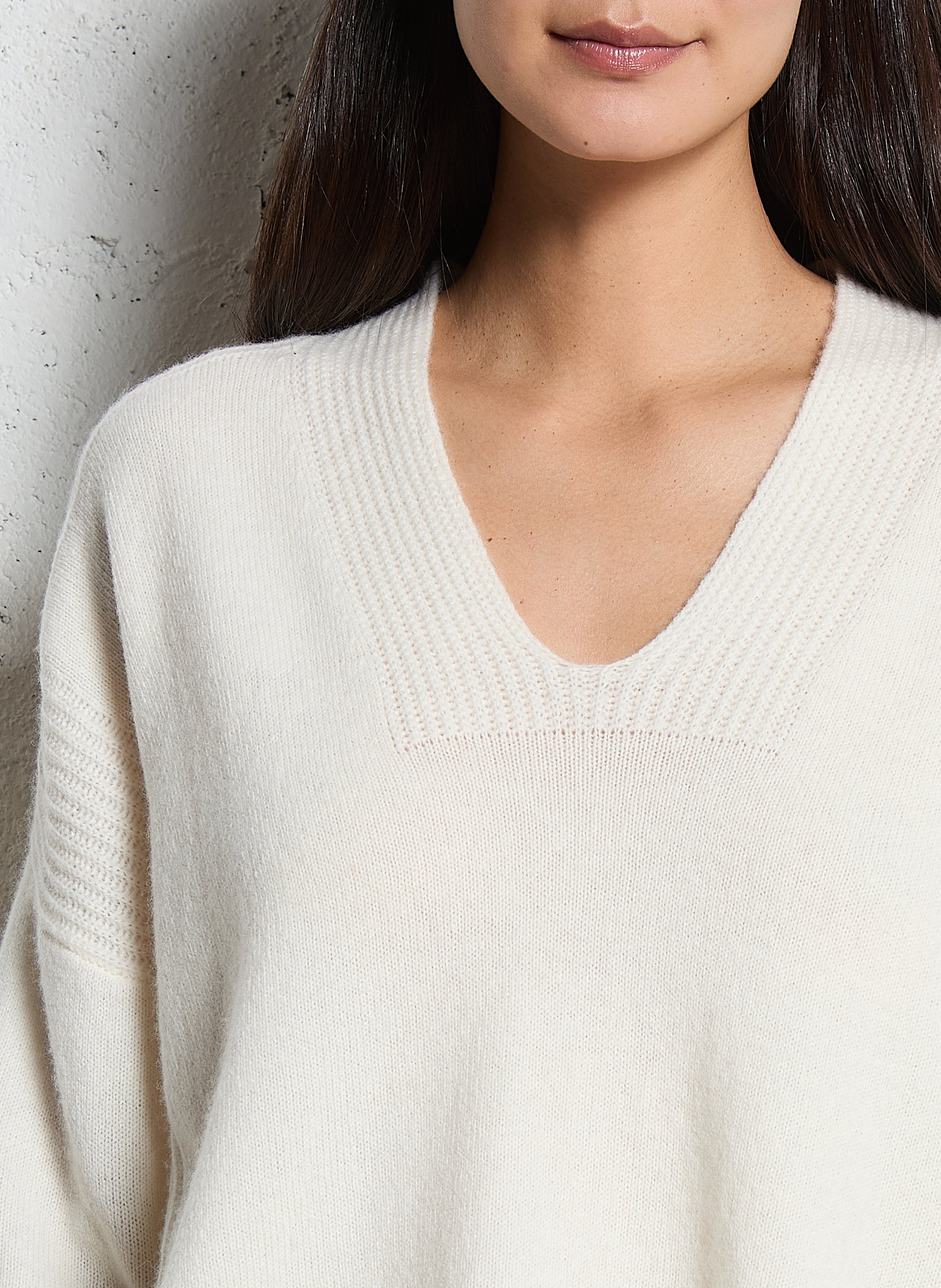 Pull oversize col rond en laine LIU JO Blanc