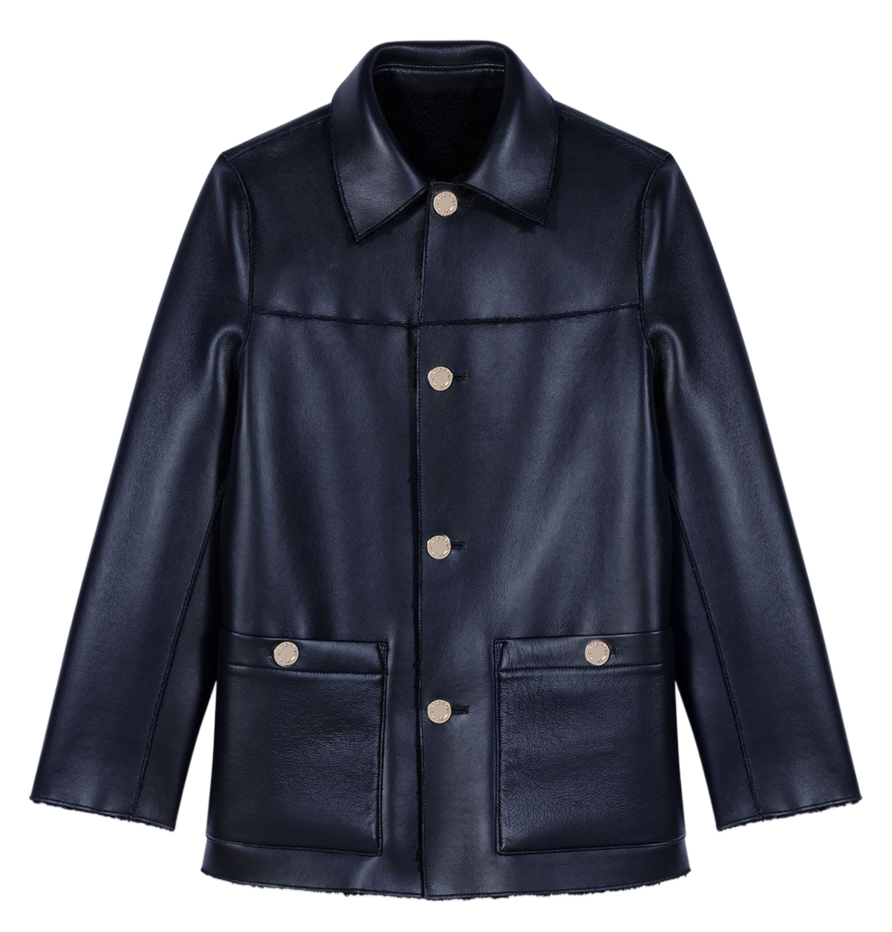 Veste col classique effet cuir MAJE Bleu