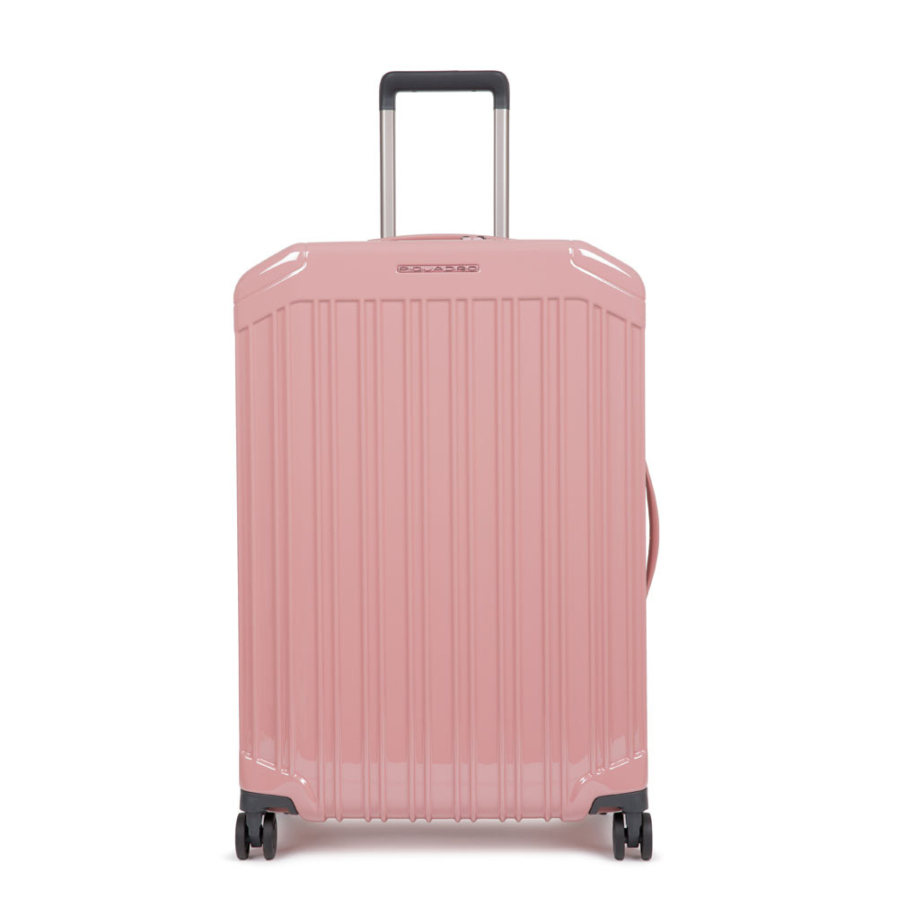 Medium-sized hardshell four-wheel trolley with TSA lock PIQUADRO Pink