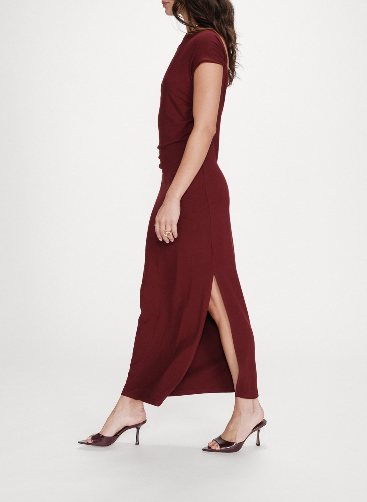 Robe longue col asymétrique GRACE ET MILA Rouge