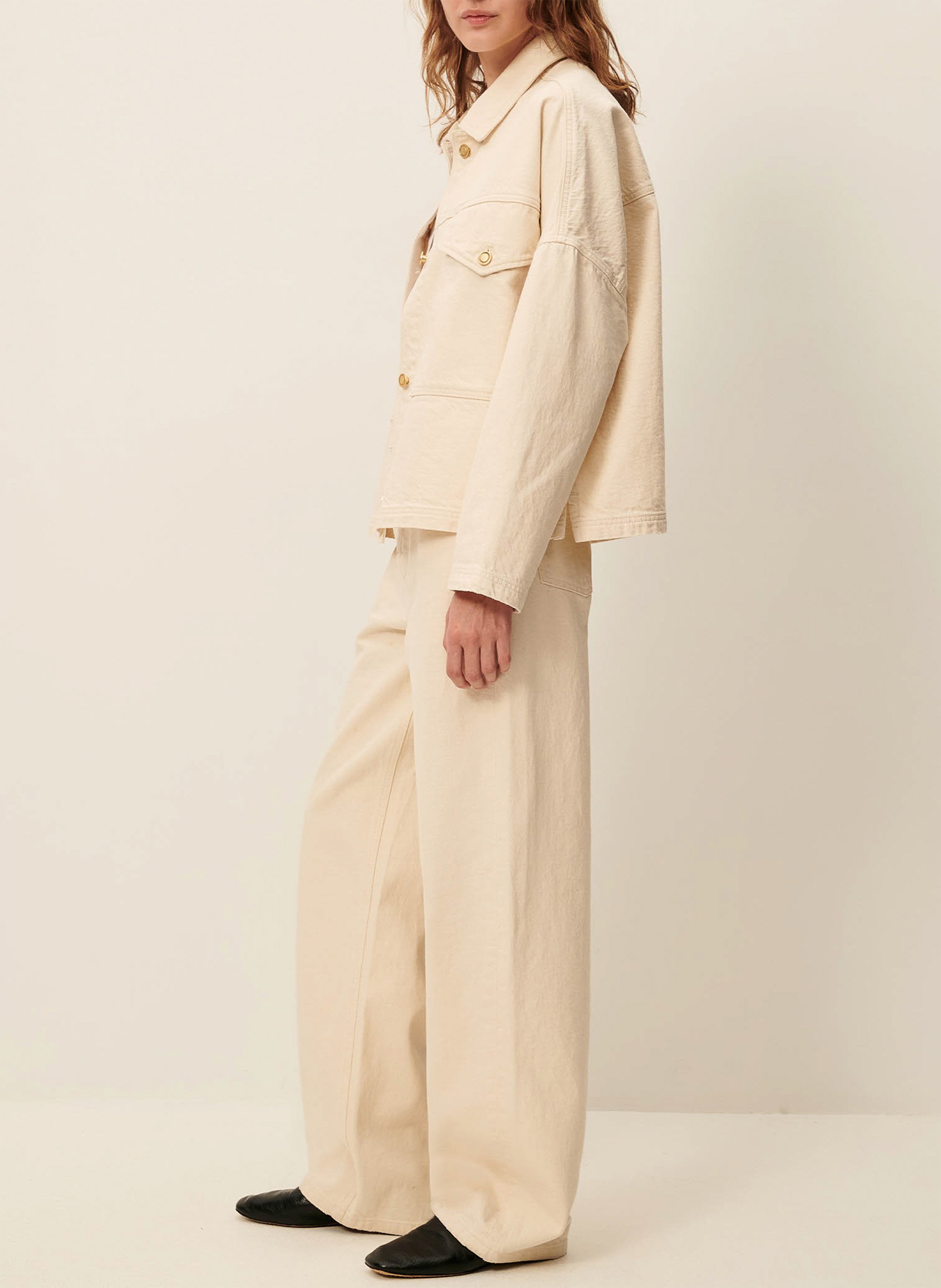 High-rise plain straight jeans SESSUN Beige