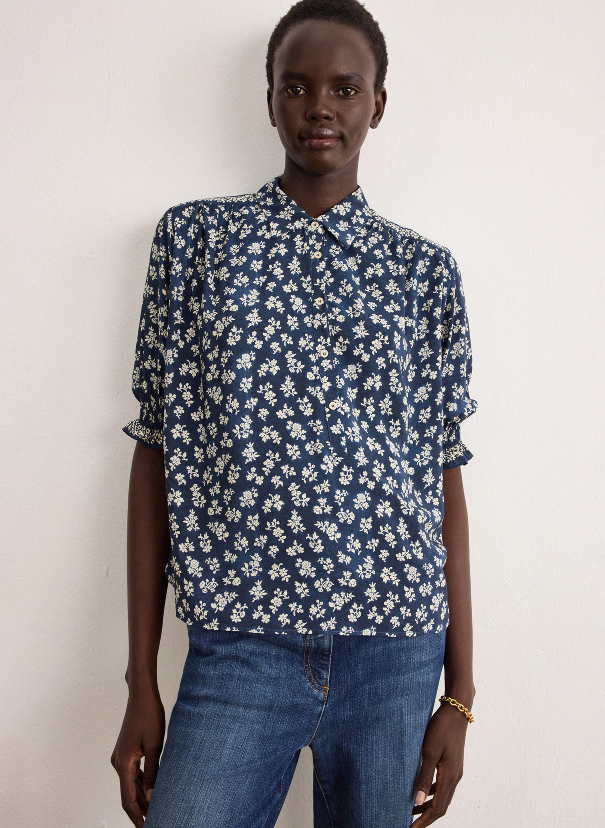 Printed loose-fit shirt with classic collar PABLO Blue