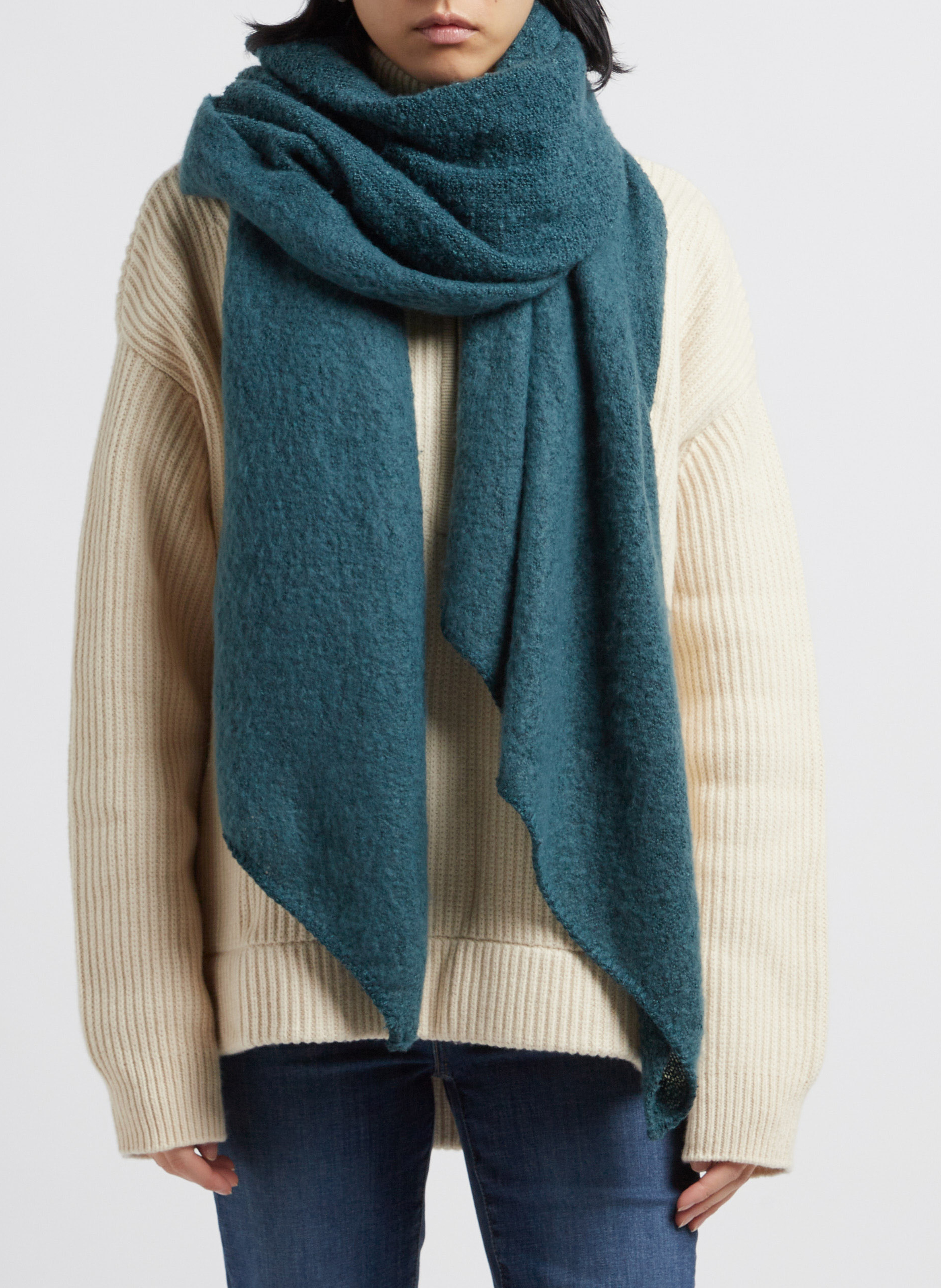 Gebreide sjaal met chiné-effect PIECES Groen