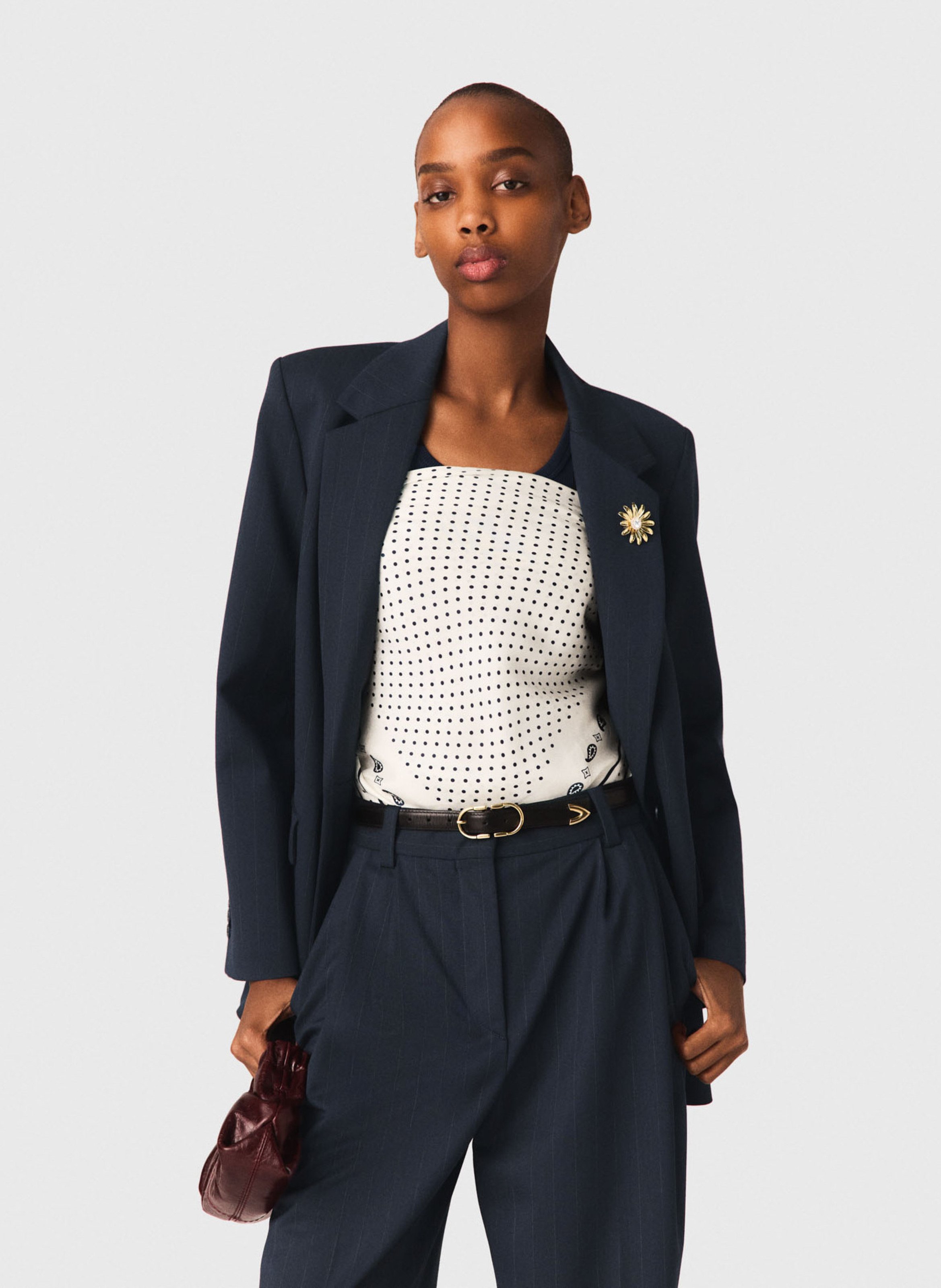 Rechte blazer | wolblend MAJE Blauw