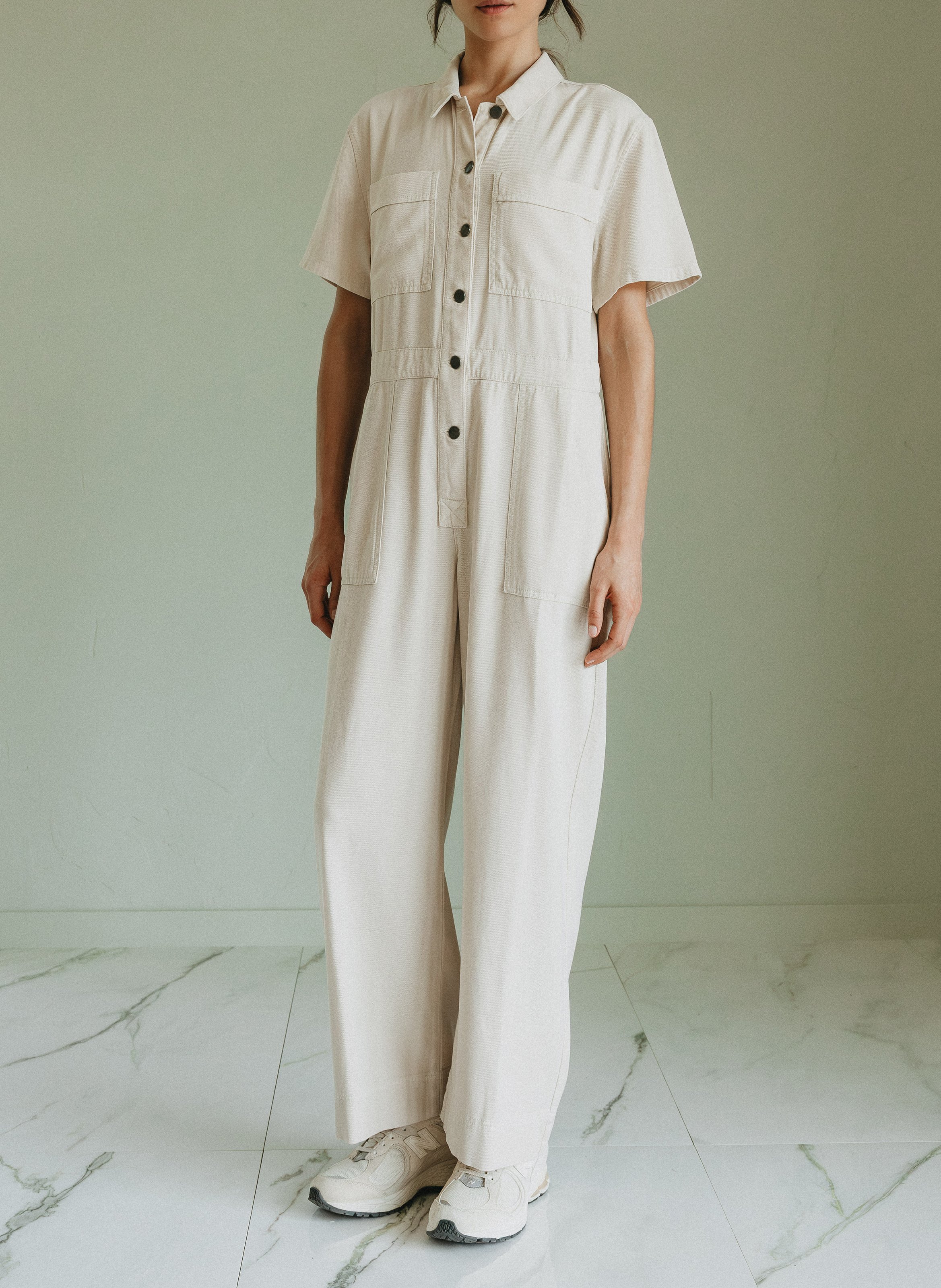 Wide-leg buttoned jumpsuit INDI & COLD Grey