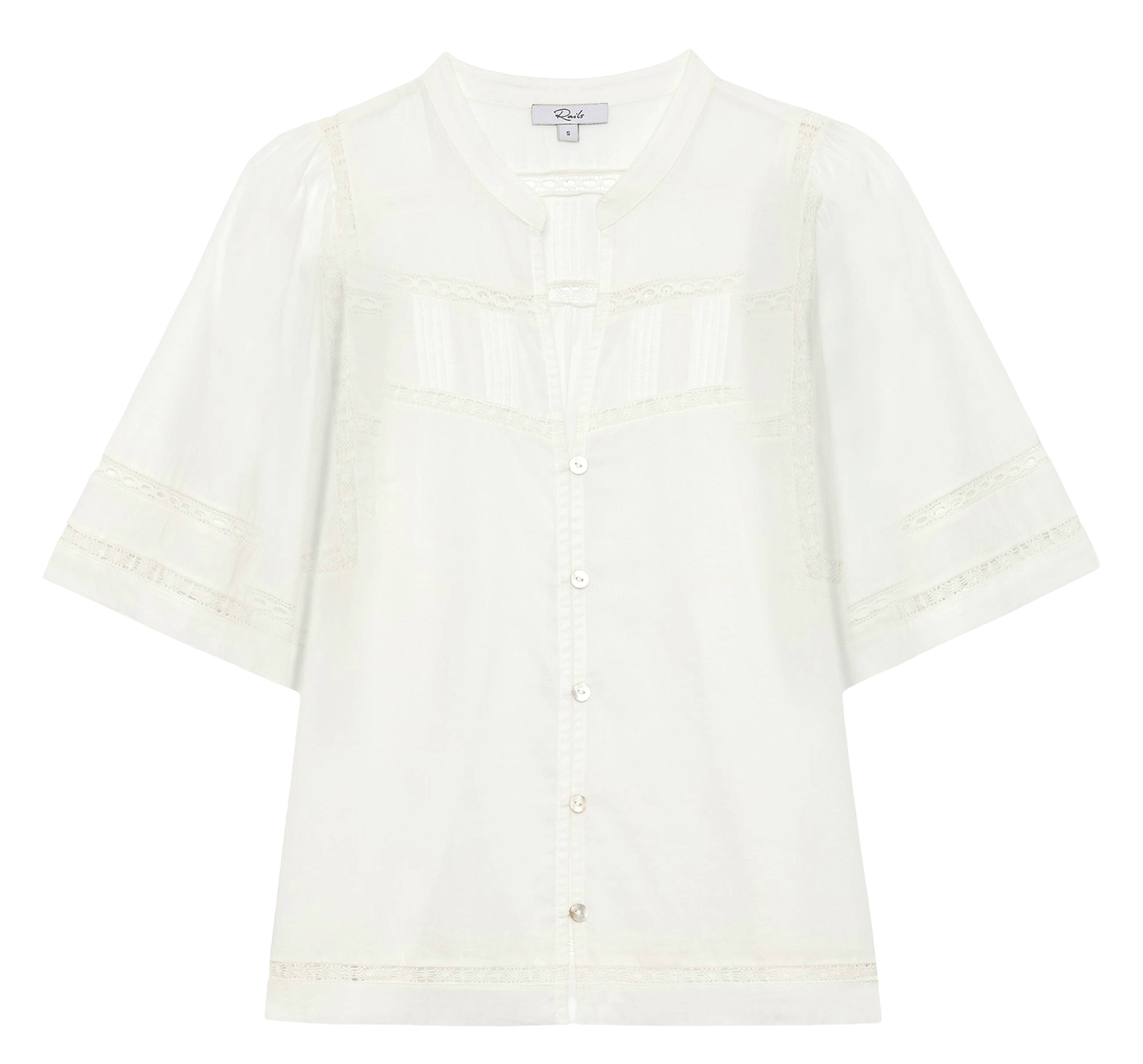 Gerade geschnittene Henley-Bluse aus Baumwolle RAILS Weiss