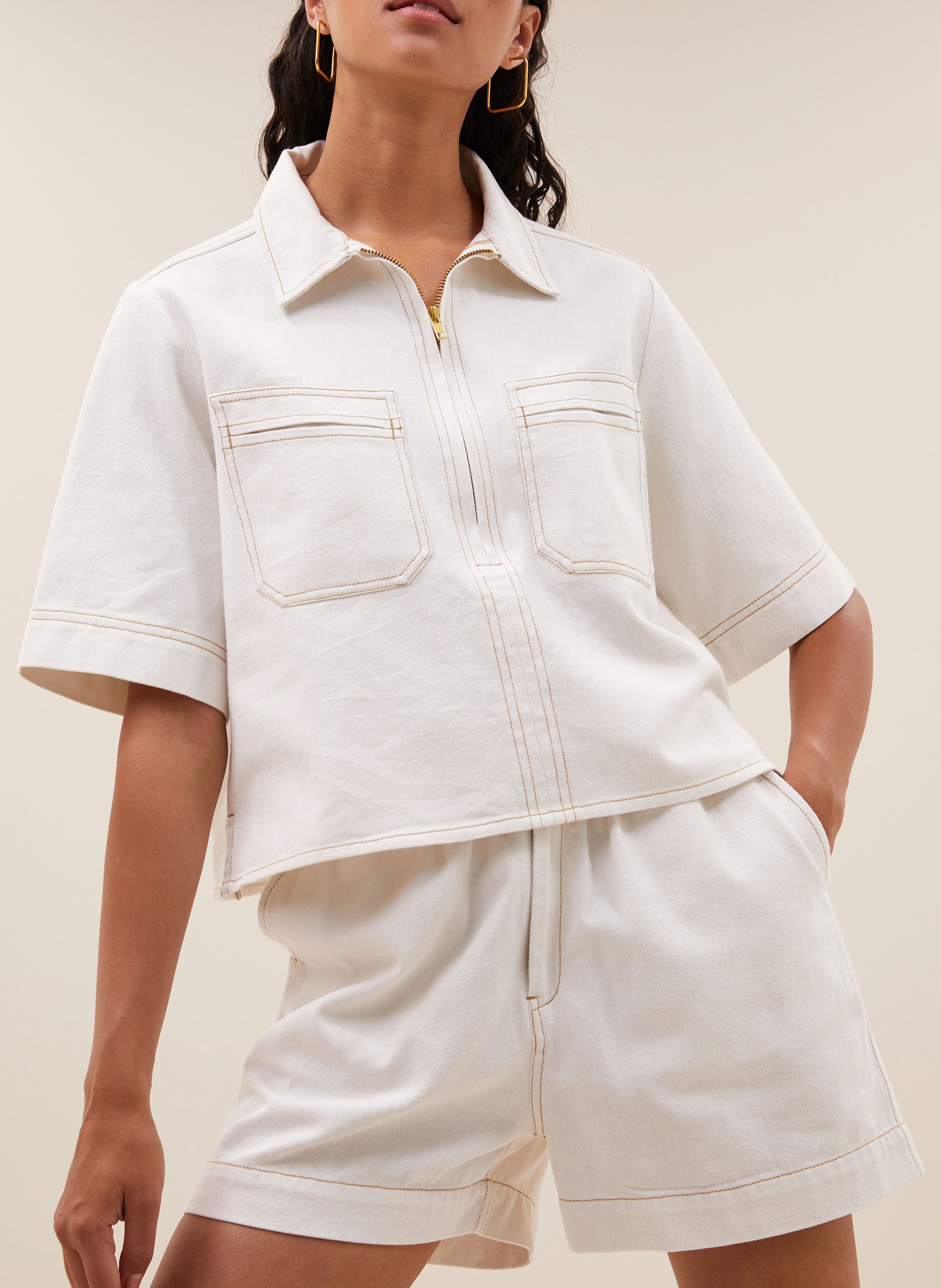 Rechte katoenen top BY BAR Wit