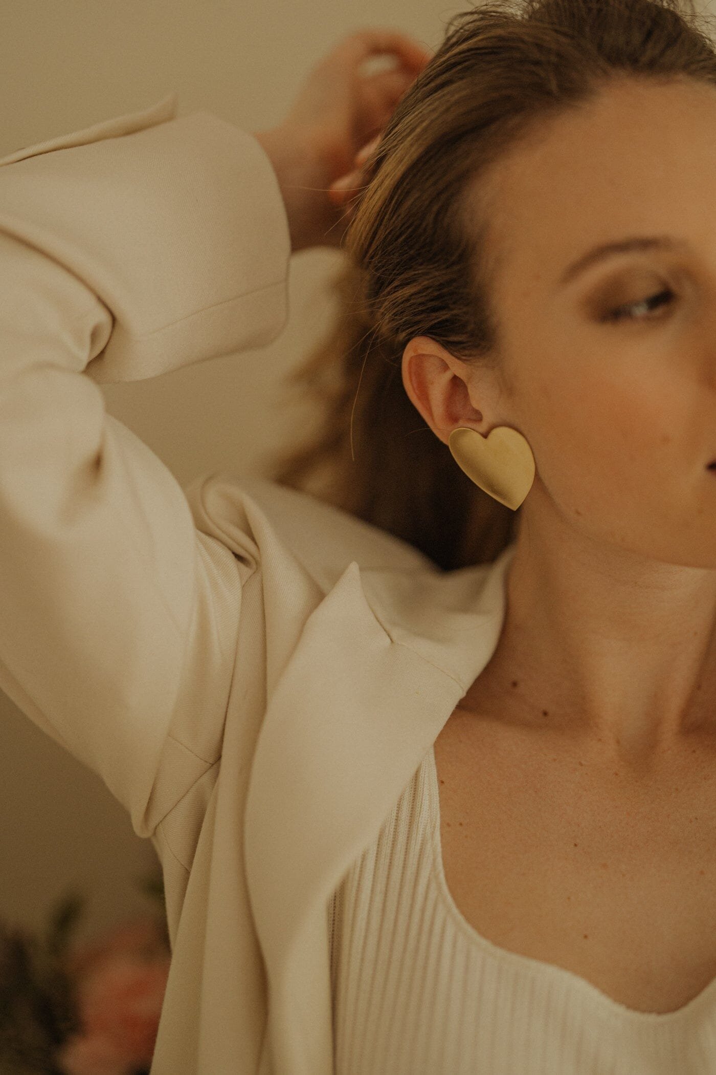 Maxi heart-shaped gold-plated stud earrings Golden