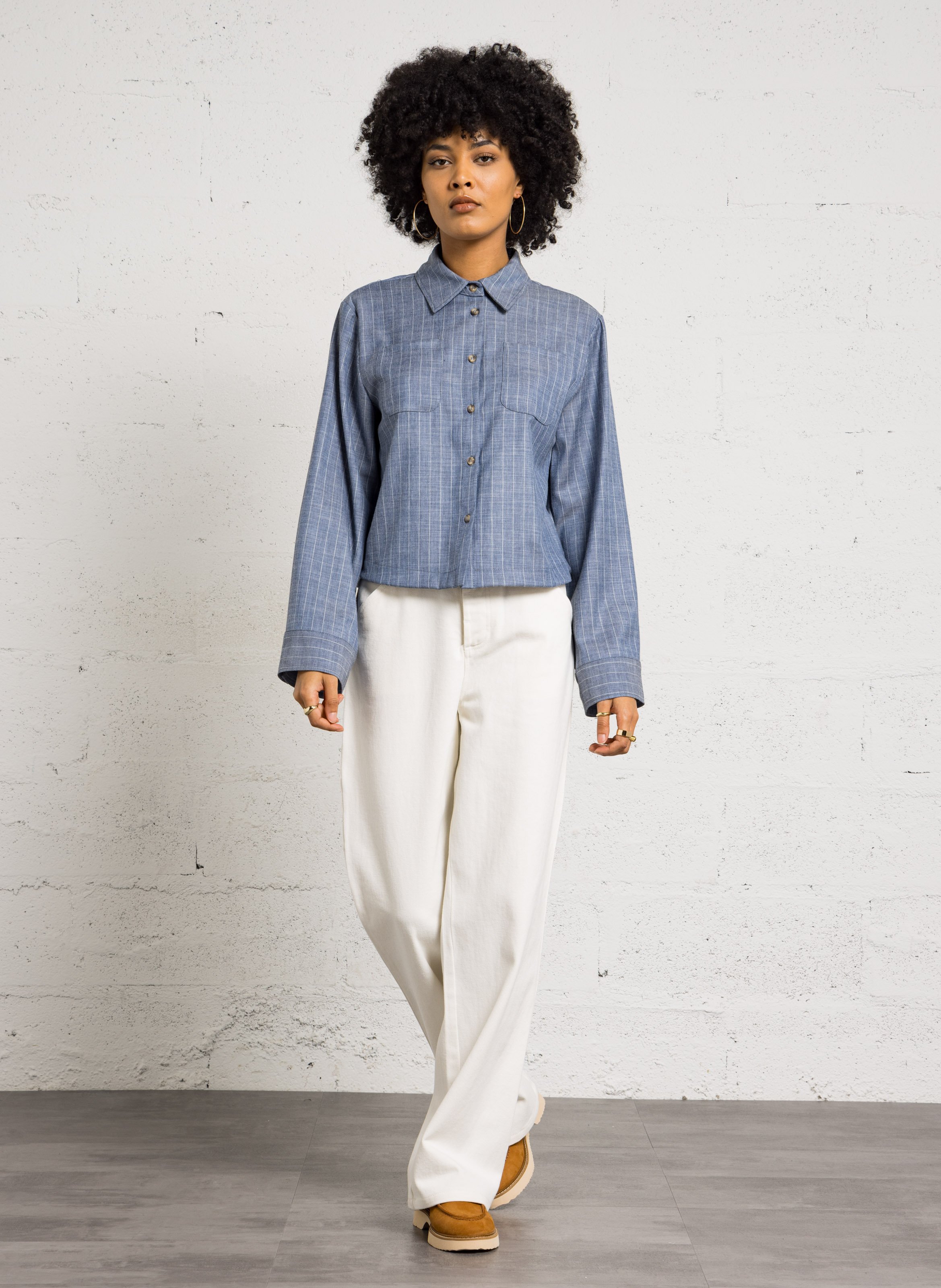 Chemise oversize col classique  PLEASE Bleu