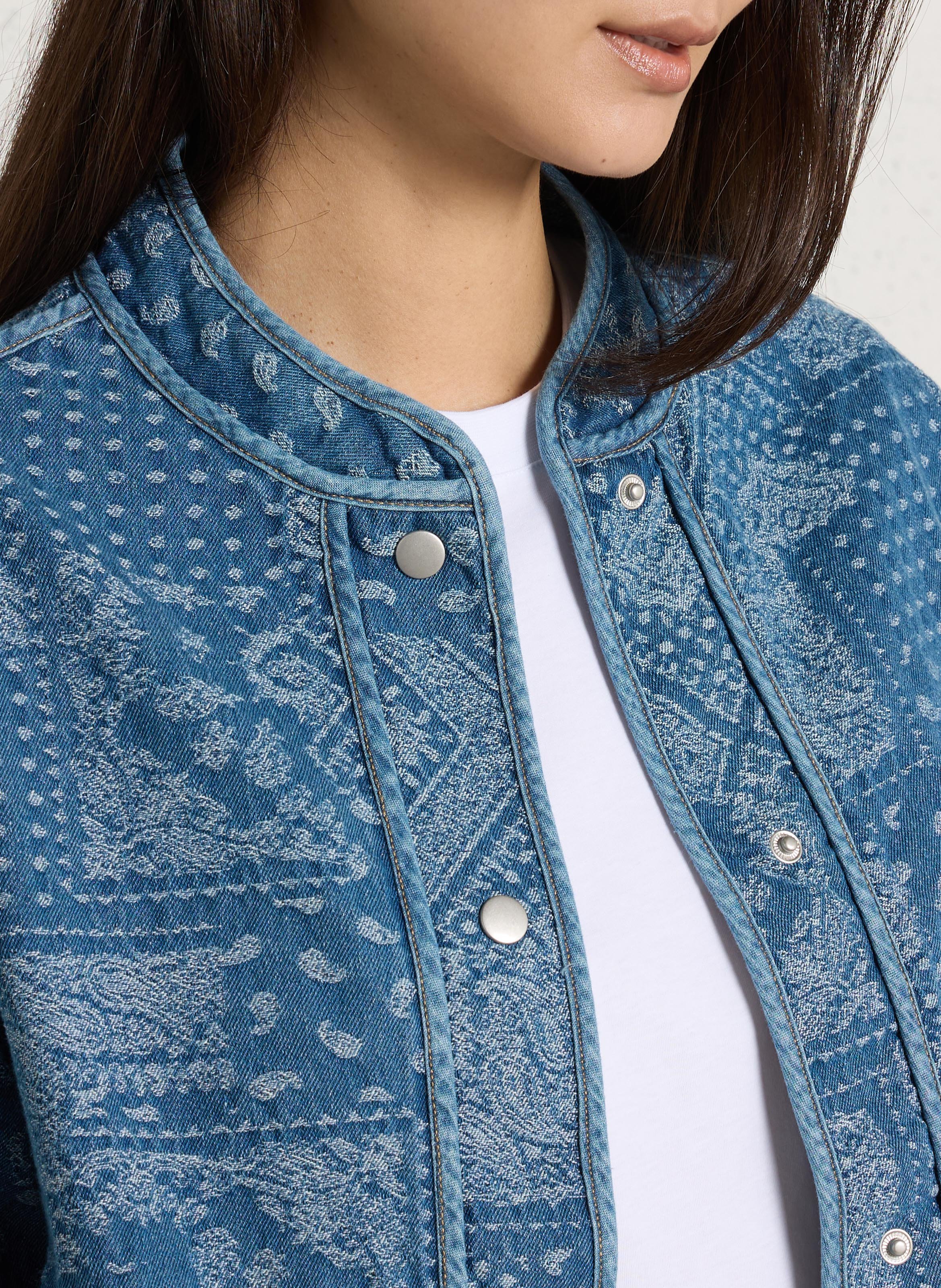 Jacke aus Baumwoll-Mix mit Mao-Kragen SUD EXPRESS Blau