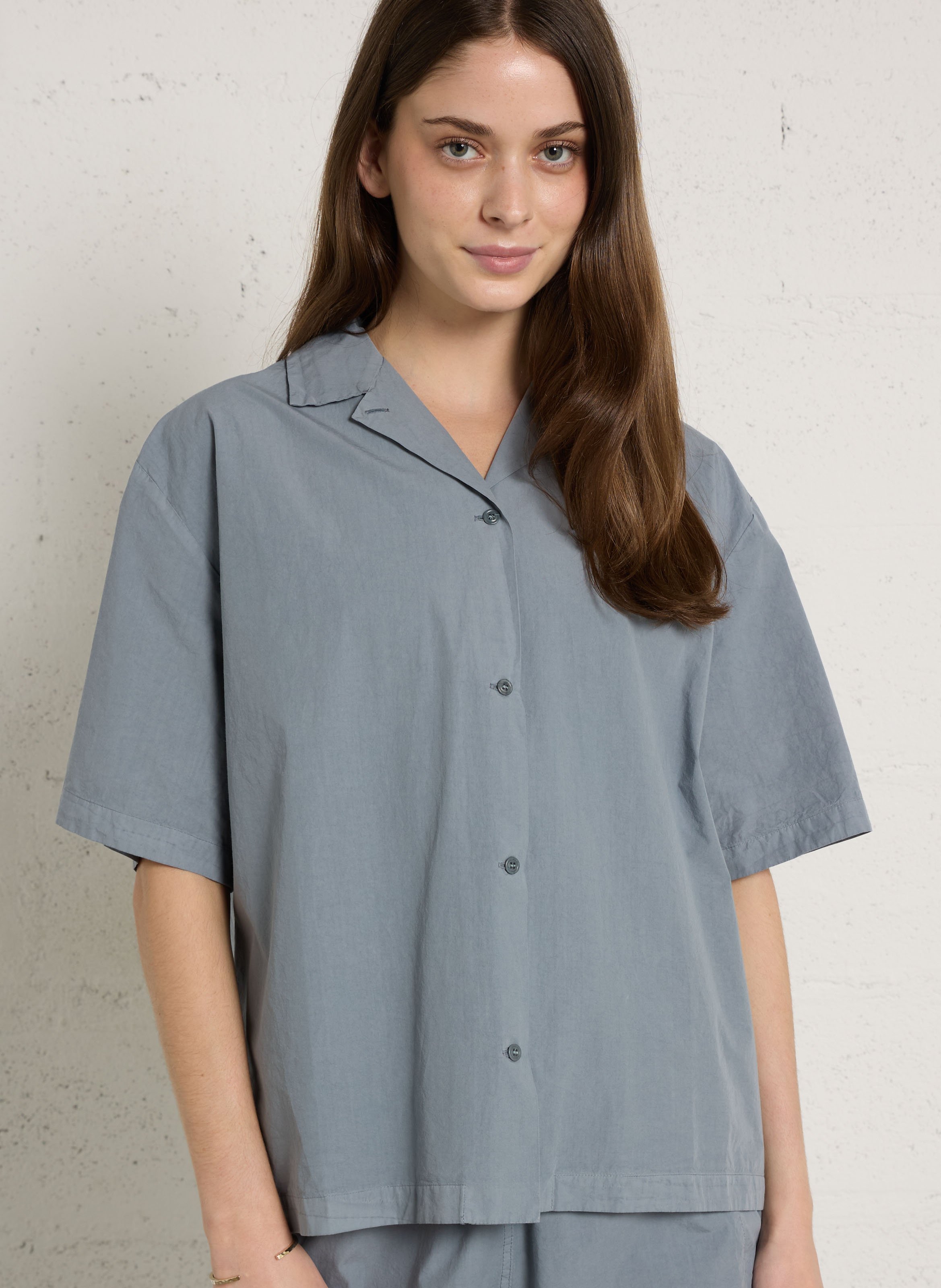 Solid straight button-up shirt MASSCOB Blue