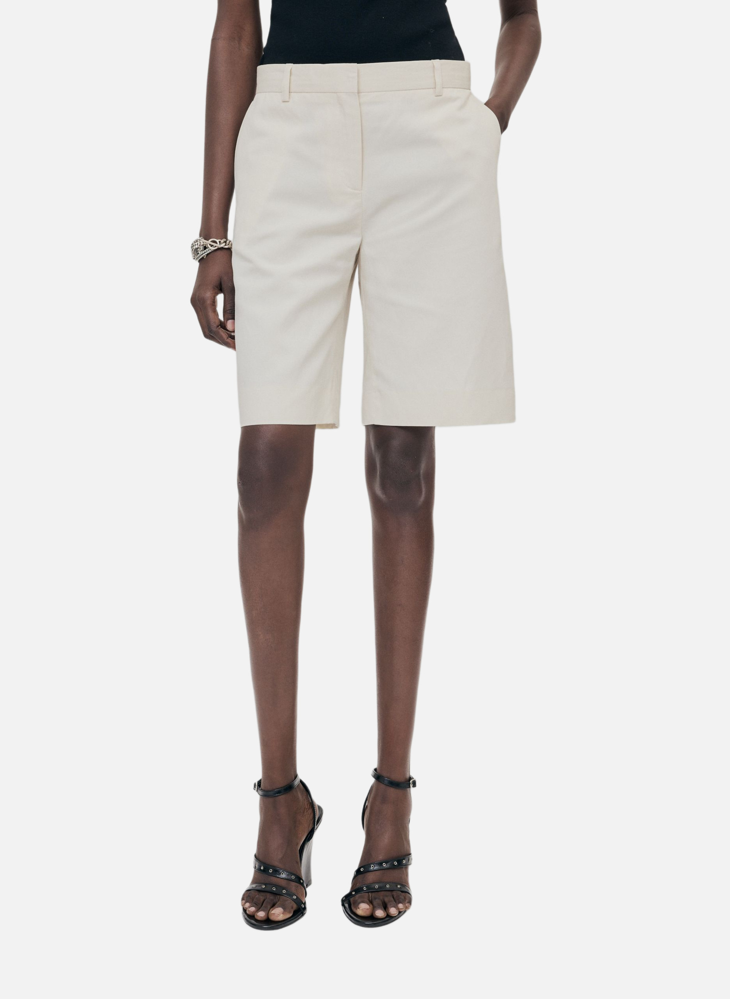 Linen and cotton Bermuda shorts THE KOOPLES Beige