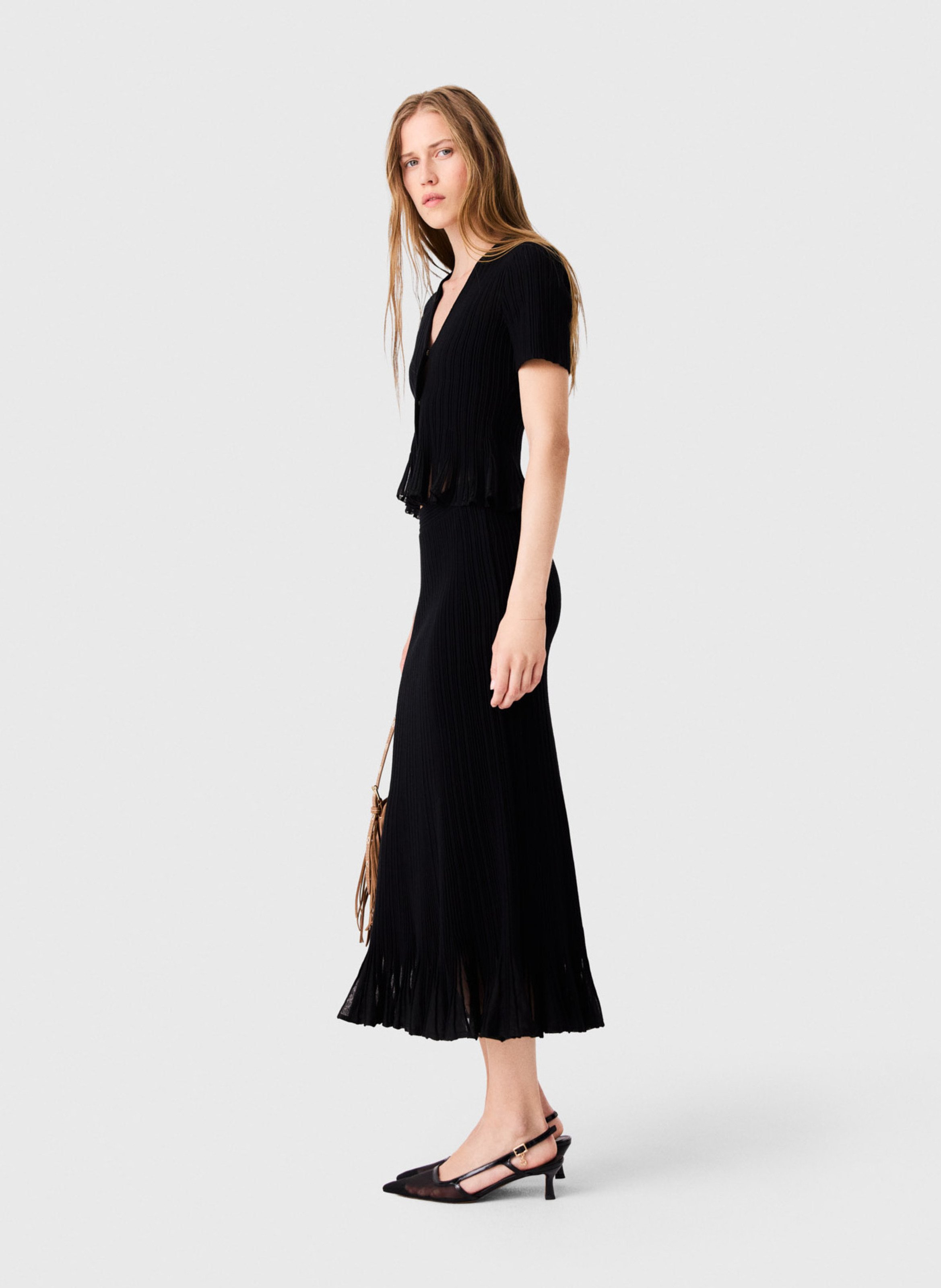Gilet droit col V MAJE Noir