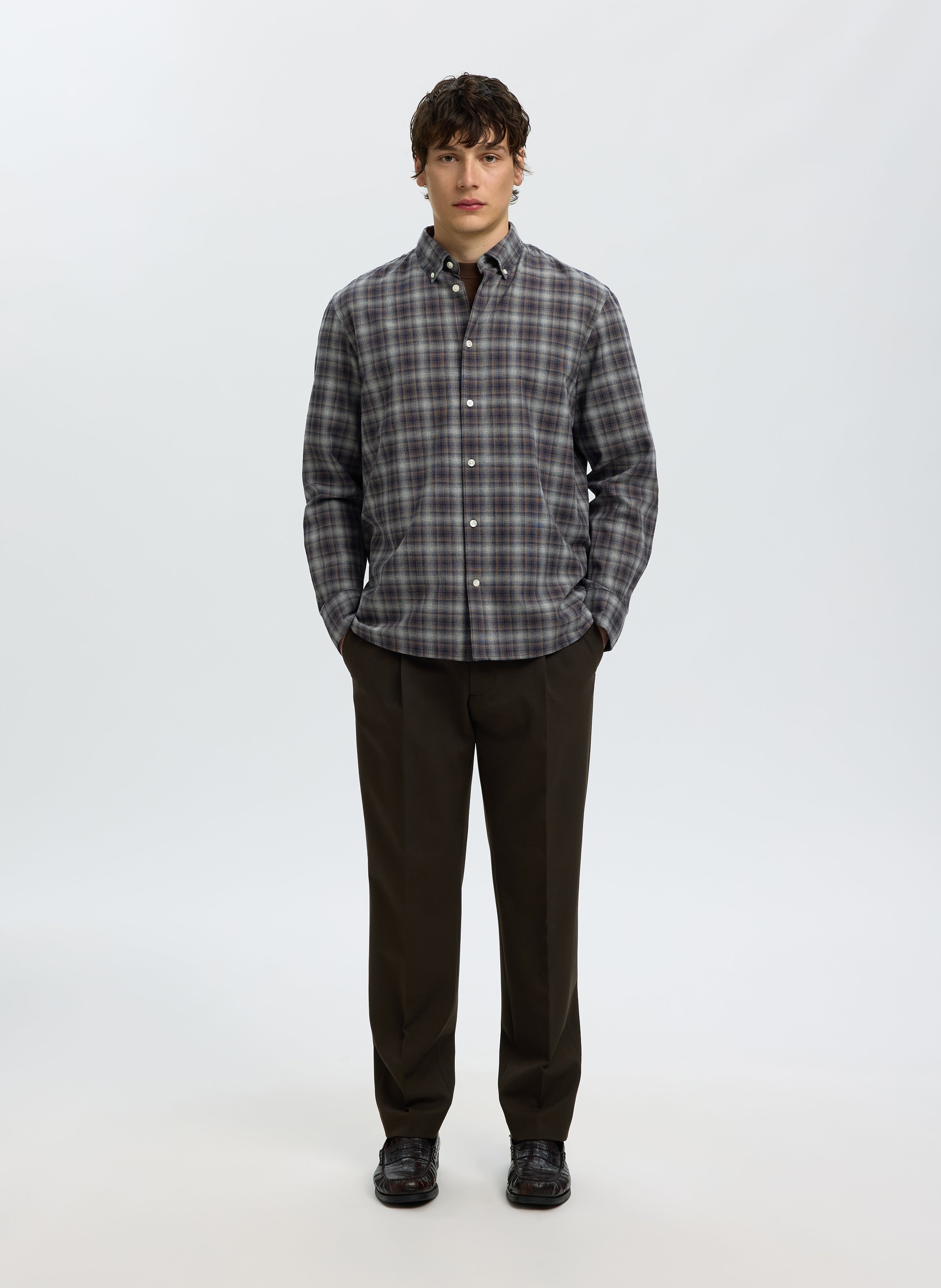 Chemise droite en coton  SELECTED Bleu