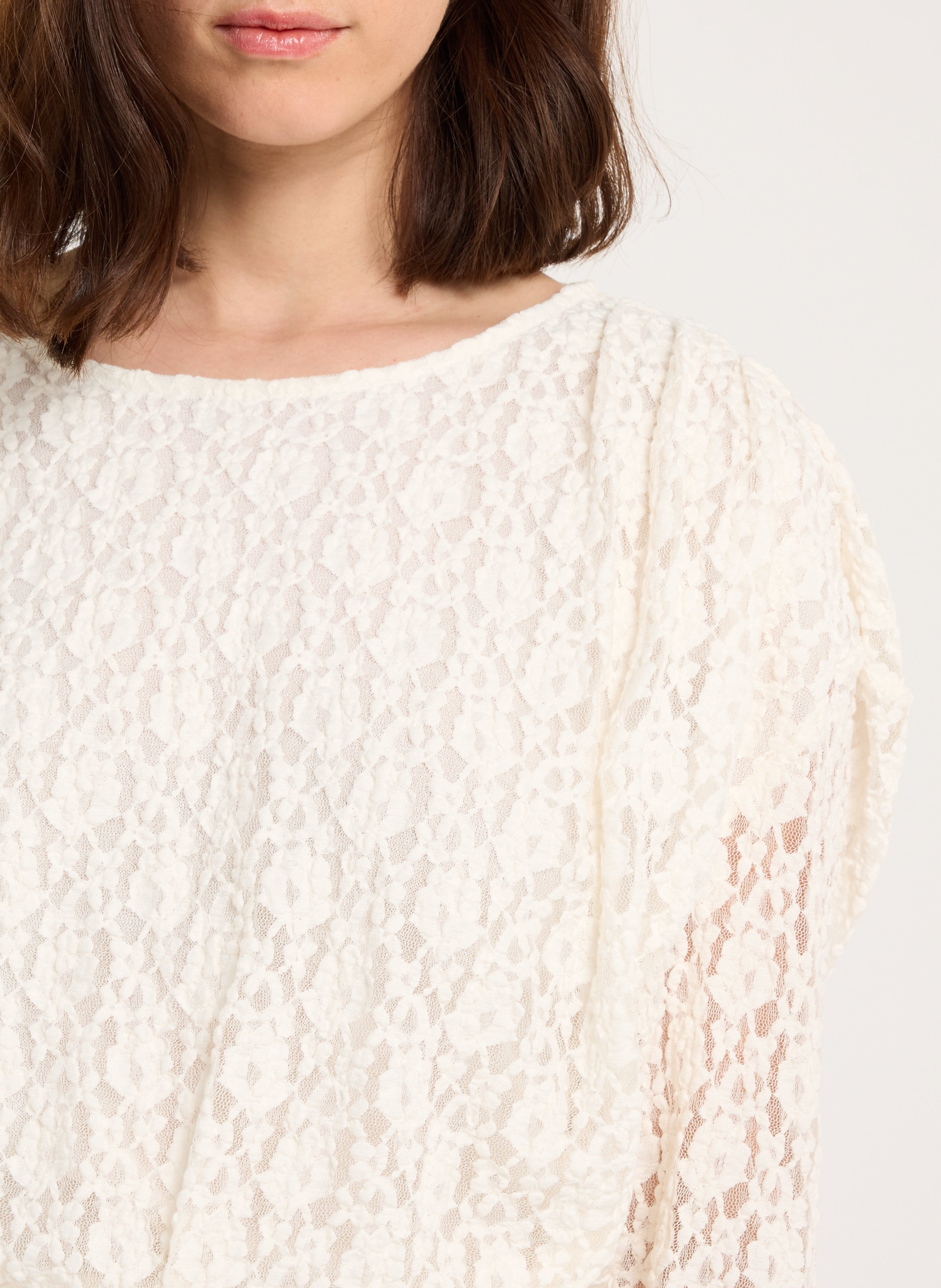 Gehaakte top met ronde hals SAISON 1865 Beige