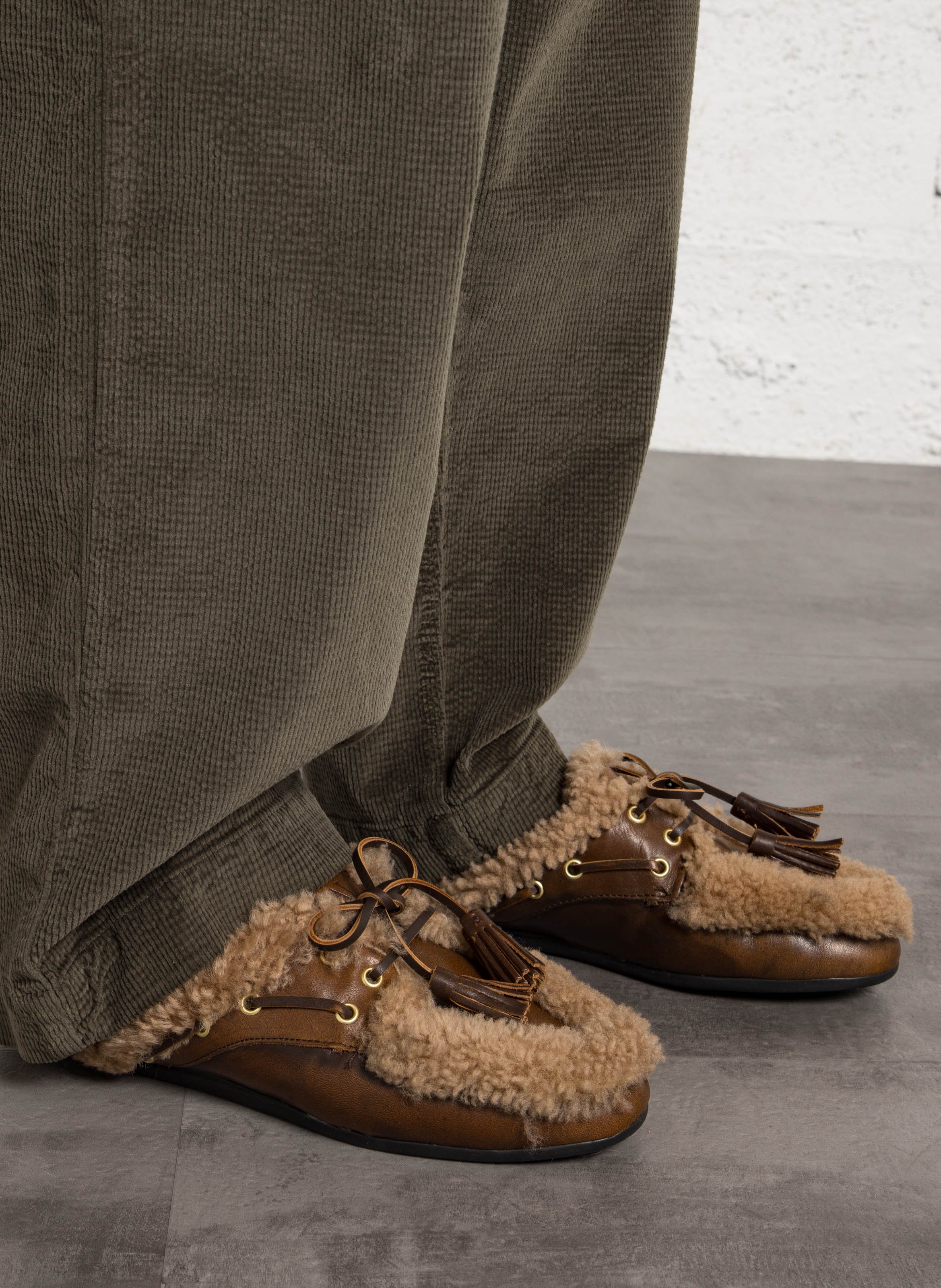 Velvet leather mules TORAL Brown