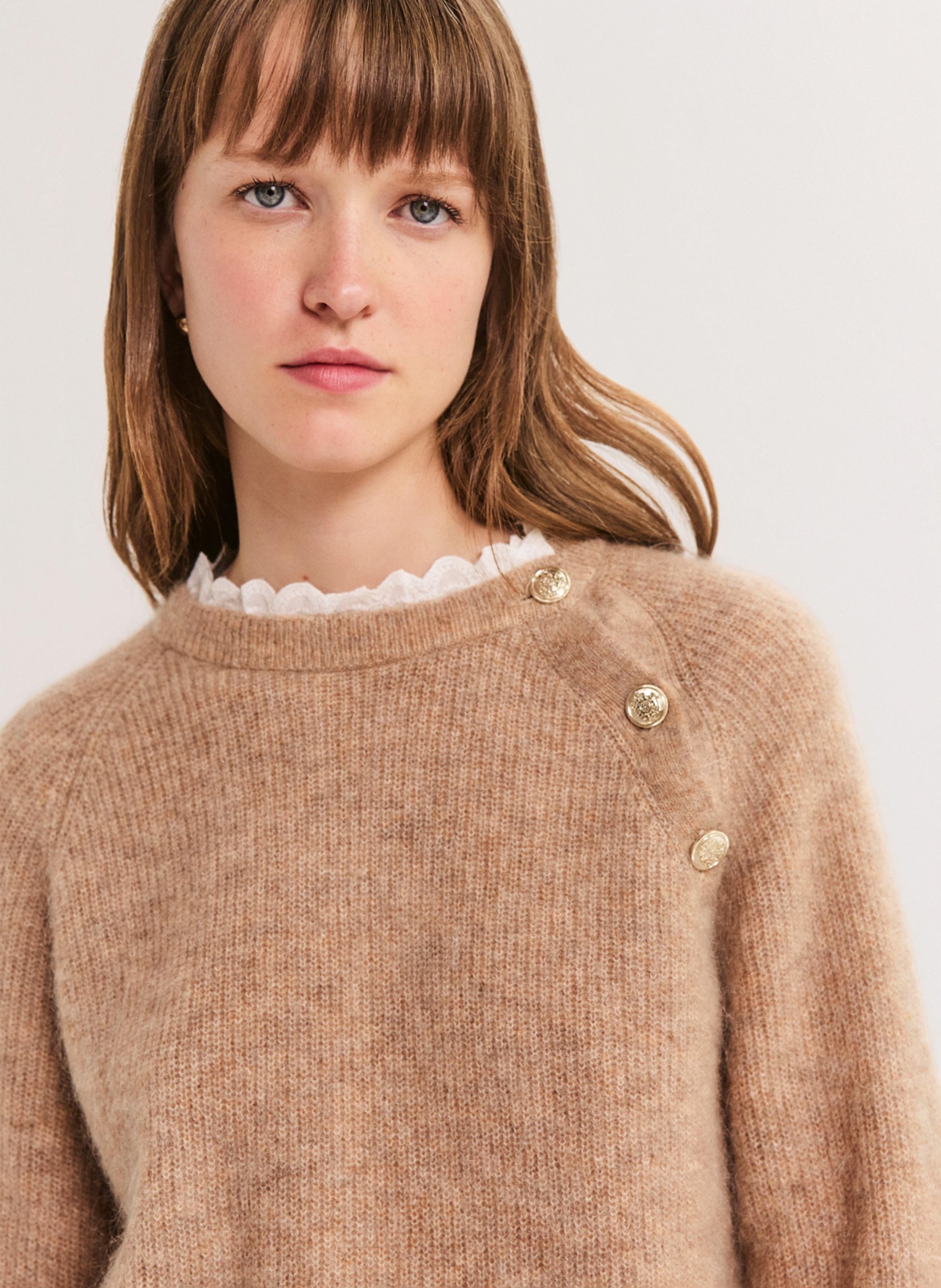 Gerade geschnittener Wollmix-Pullover | Beige PABLO Damen