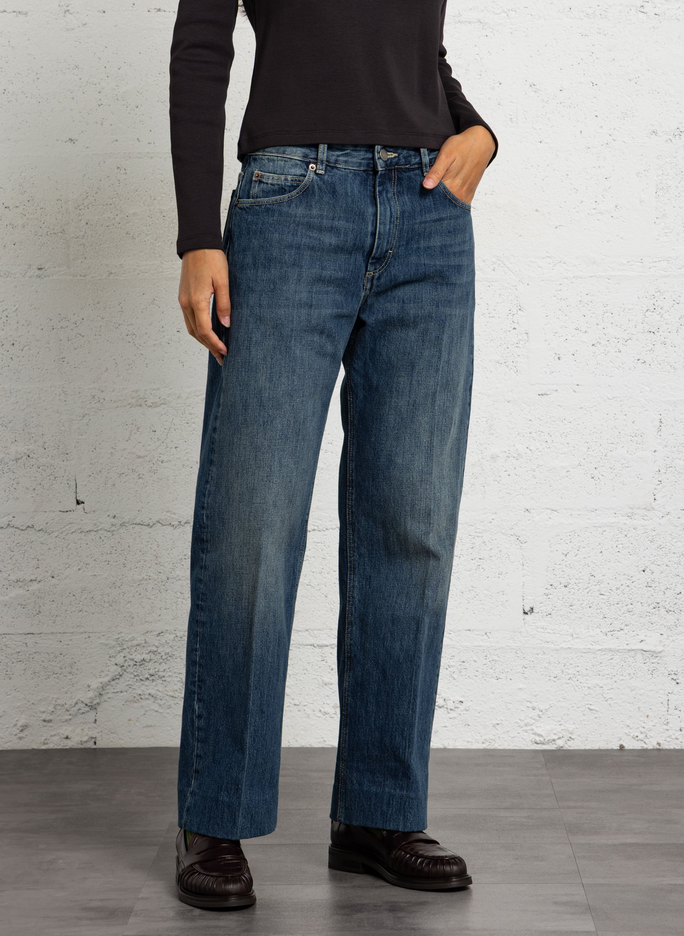 Straight-fit jeans van biologisch katoen SOEUR Blauw
