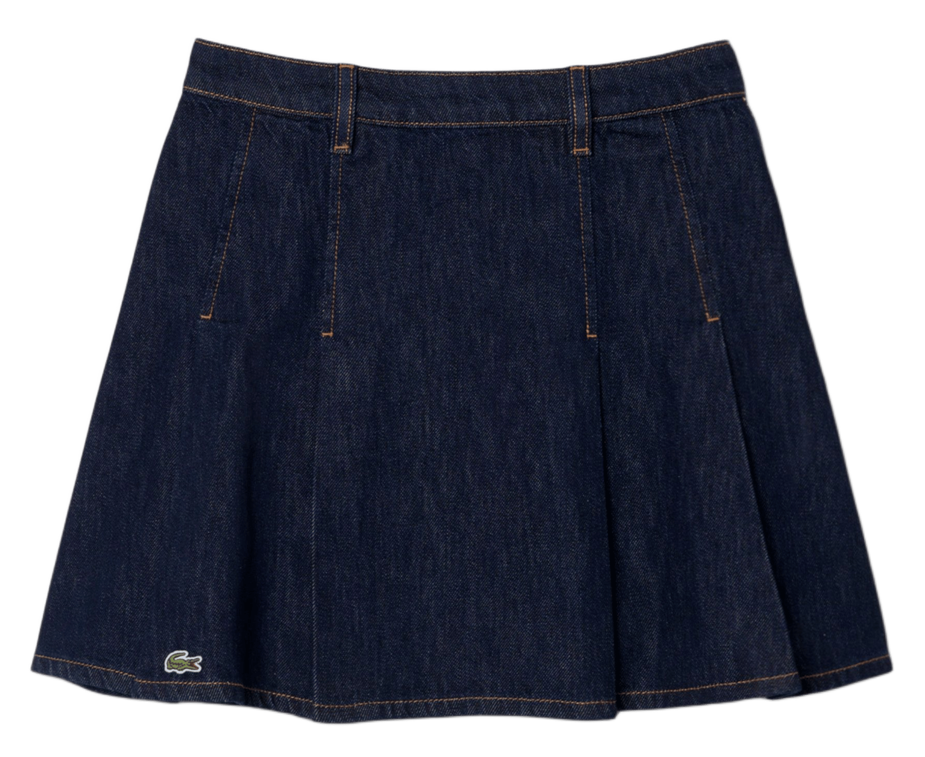 Ausgestellter Faltenrock aus Baumwoll-Denim LACOSTE Blau