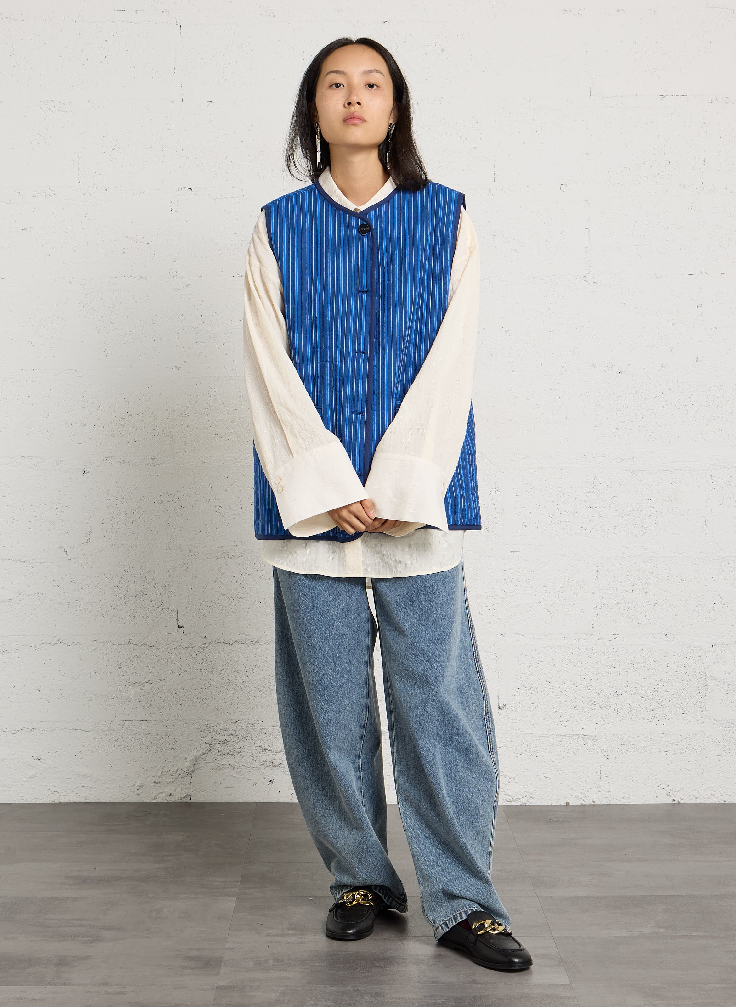 Katoenen mom-fit jeans met hoge taille MARGAUX LONNBERG Blauw