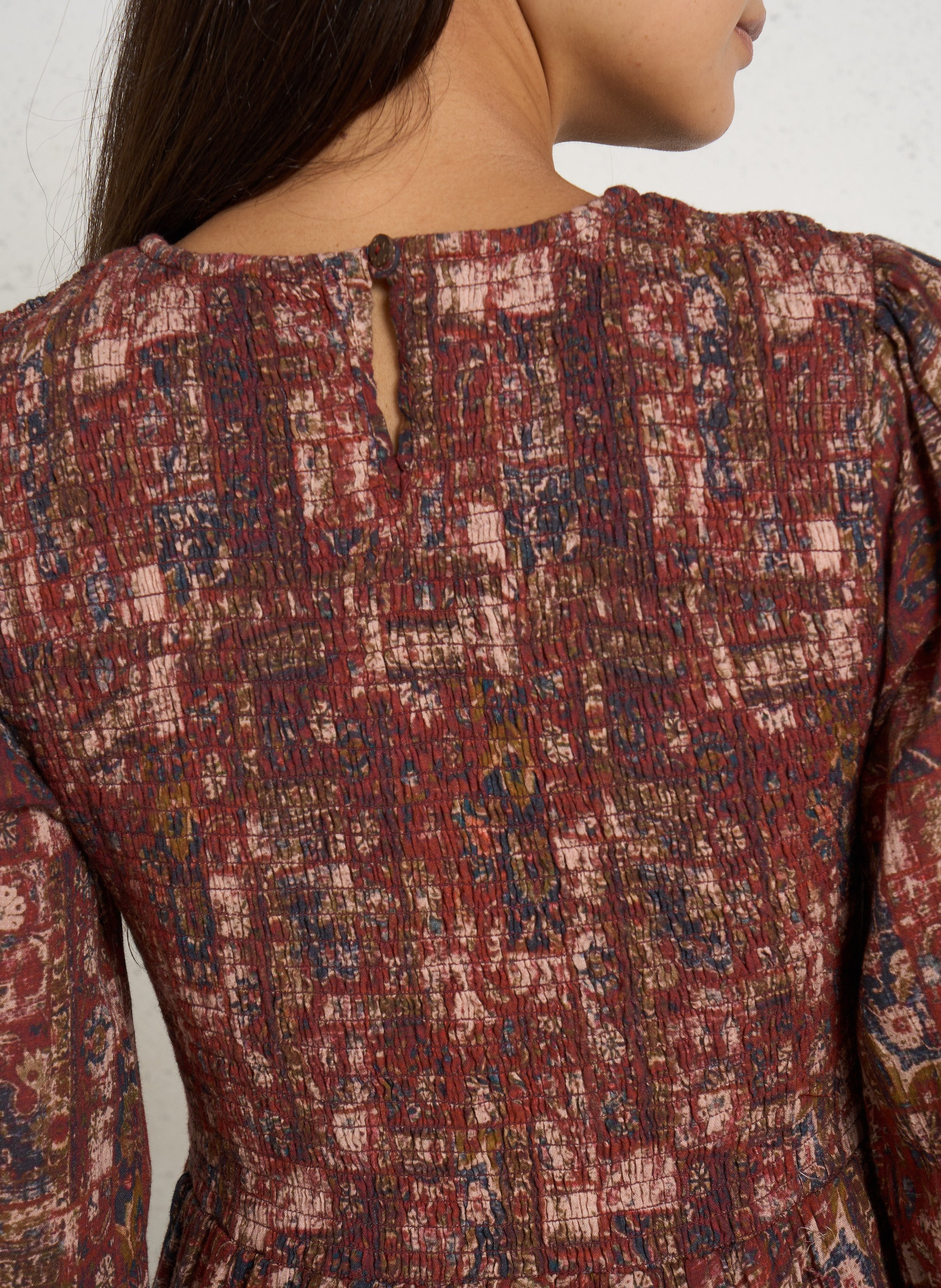Langes Baumwollkleid mit Print MAISON HOTEL Braun