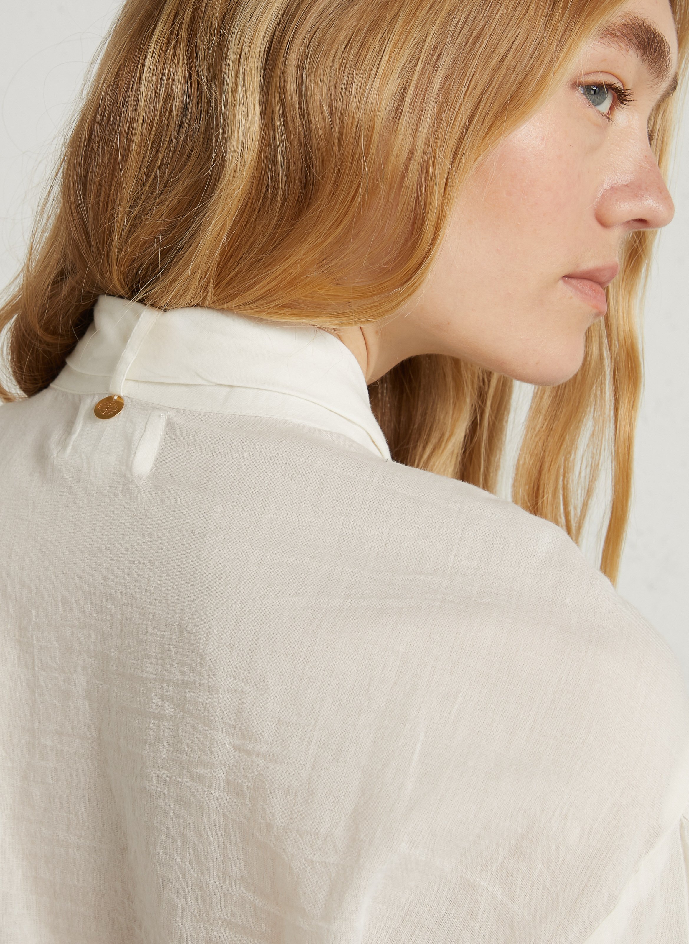 Loose-fitting cotton blouse with lavallière collar ANTIK BATIK White