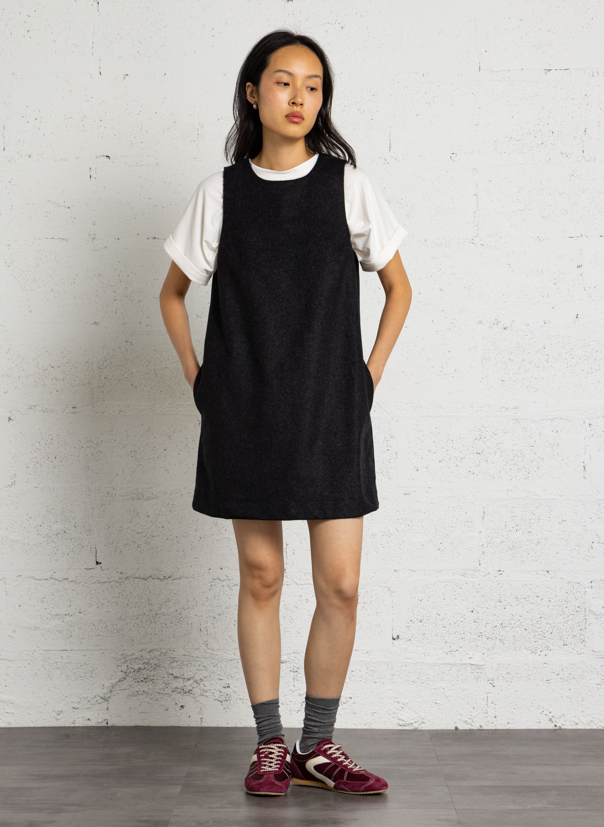 Robe courte en laine mélangée DES PETITS HAUTS Gris